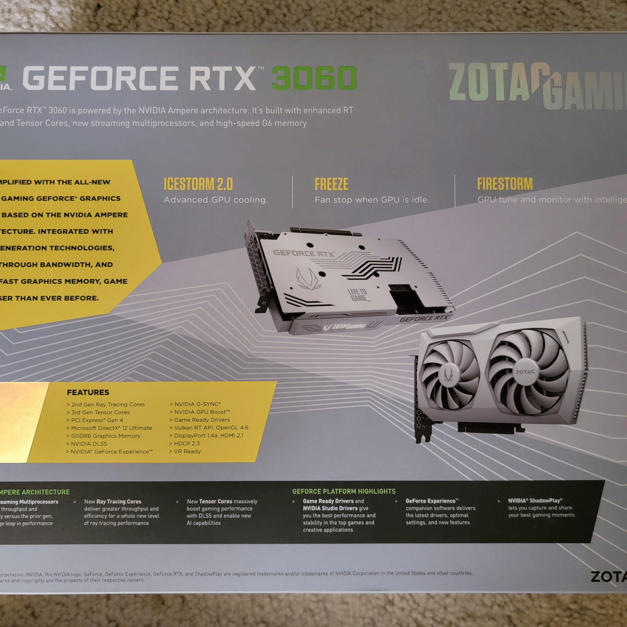 Zotac Gaming RTX 3060 12GB GDDR6 AMP White Edition LHR Like New With Original Box