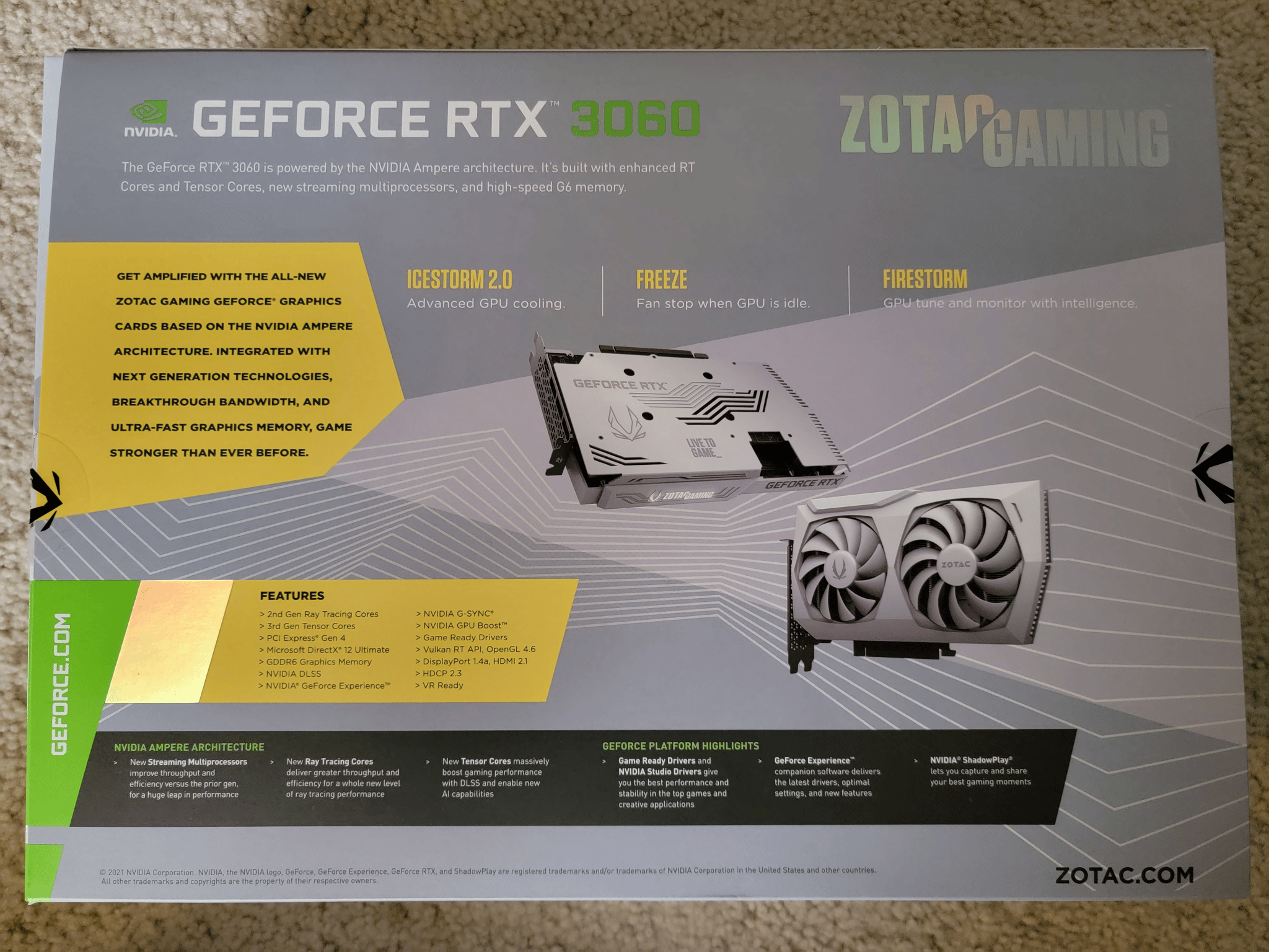 Zotac Gaming RTX 3060 12GB GDDR6 AMP White Edition LHR Like New With Original Box