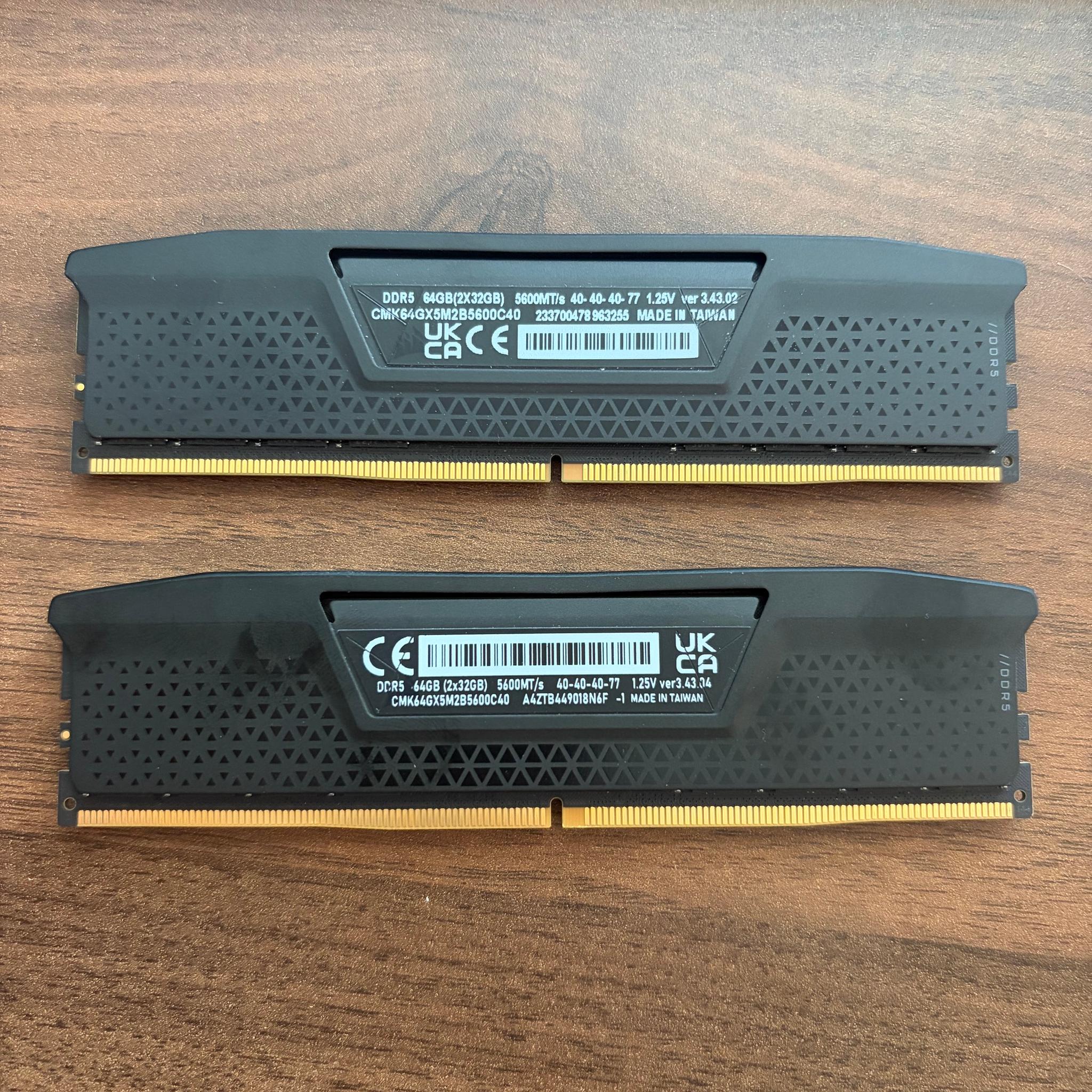 64GB (2 x 32GB) Corsair Vengeance 5600mhz DDR5