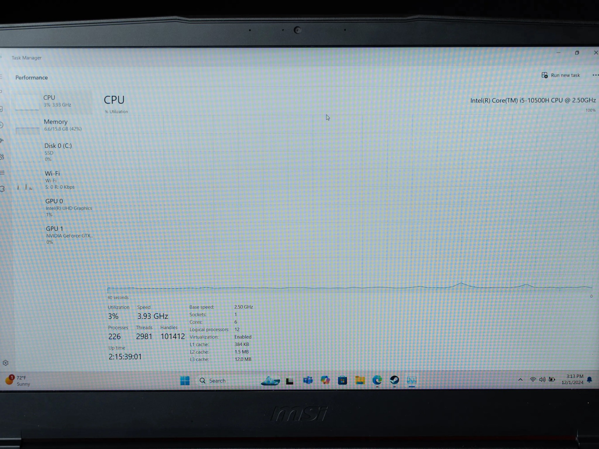 MSI GF63 Thin- GTX 1650- i5 10500H- 1TB M.2-16GB RAM 15.6"