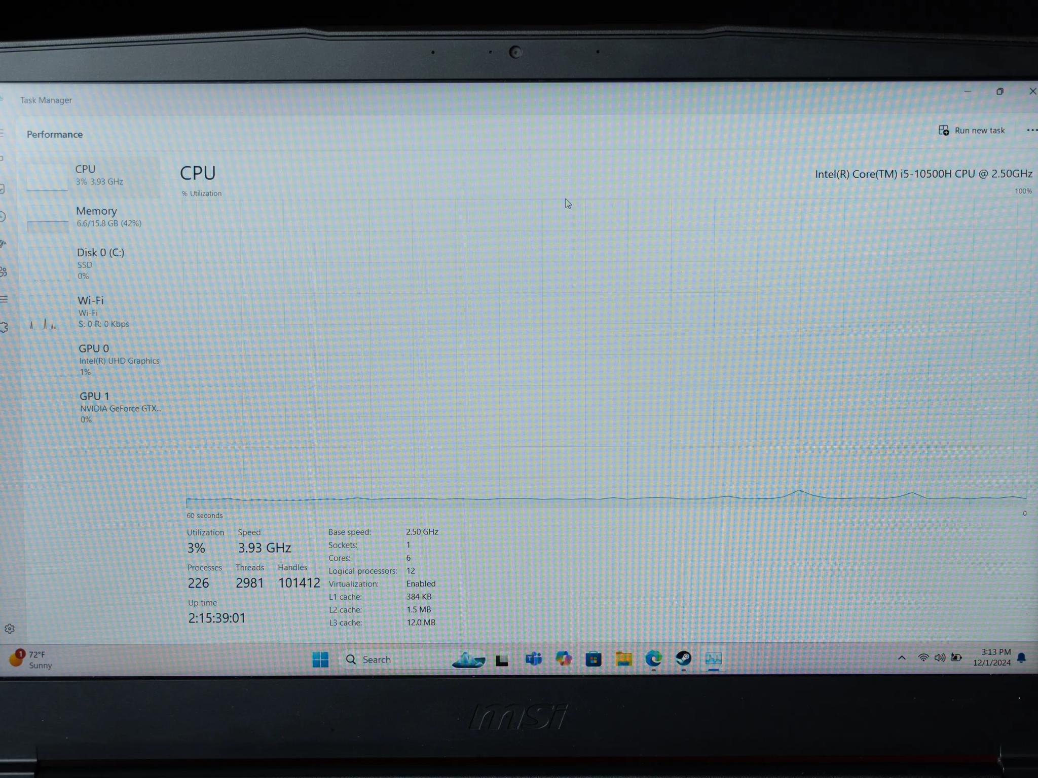 MSI GF63 Thin- GTX 1650- i5 10500H- 1TB M.2-16GB RAM 15.6"