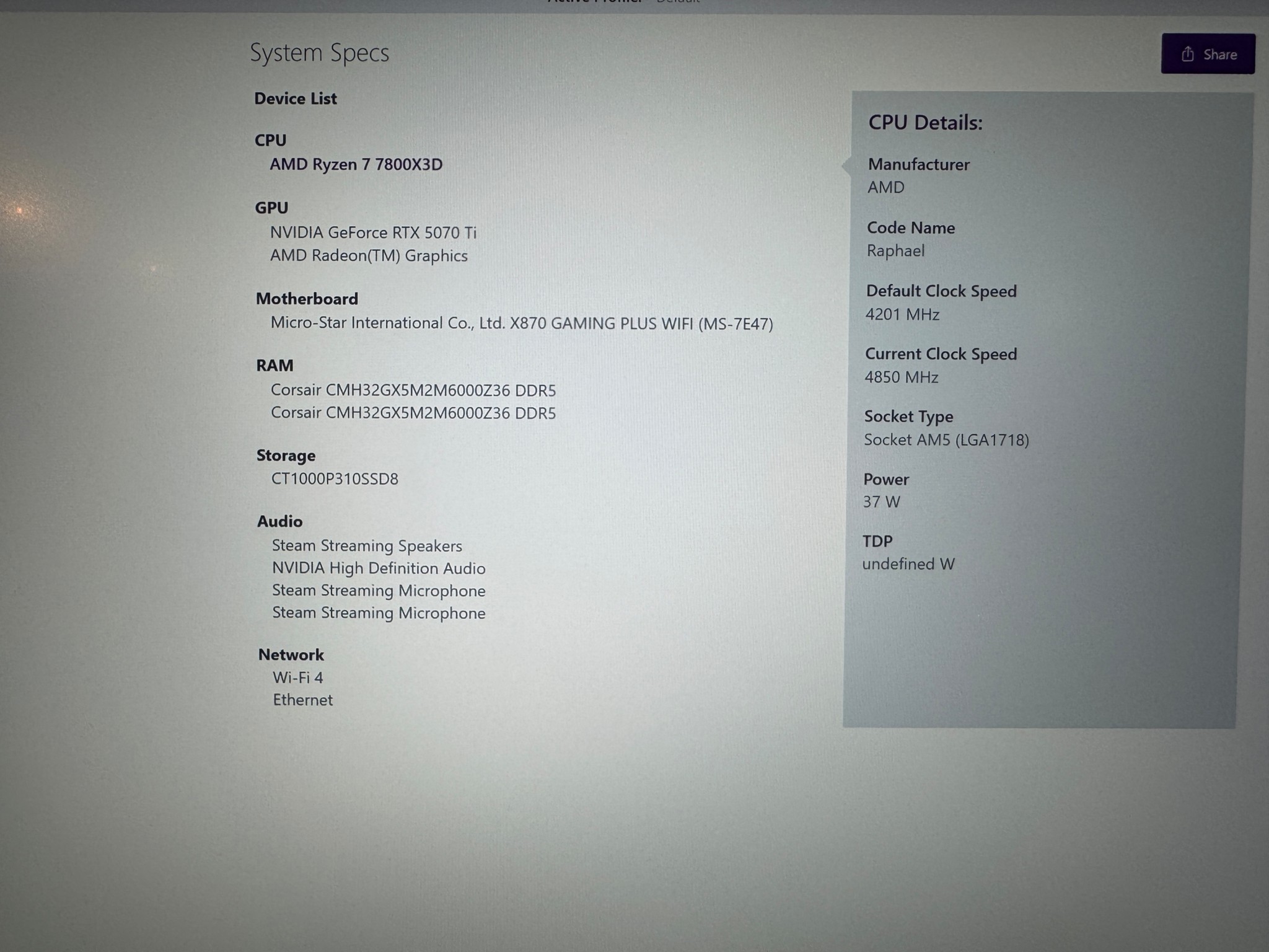 Custom Gaming PC MSI Vanguard 5070ti 16GB, Ryzen 7800x3d, MSI X870 Motherboard, 32GB DDR5. 1440p 4k