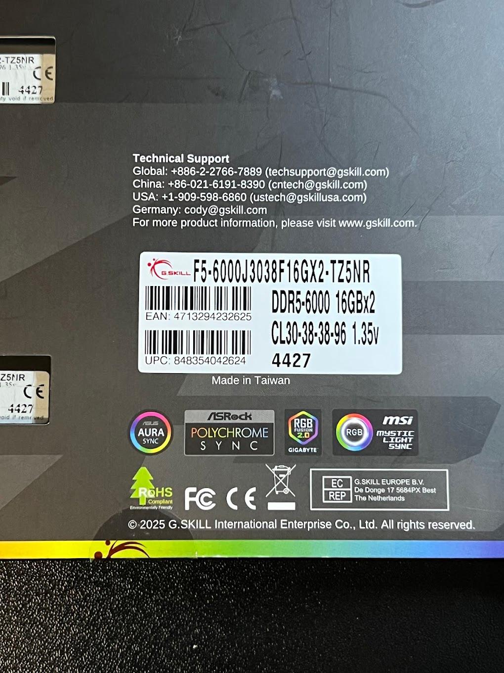 G.Skill Trident Z5 Neo RGB 32GB (2x16GB) DDR5 6000MHz CL30
