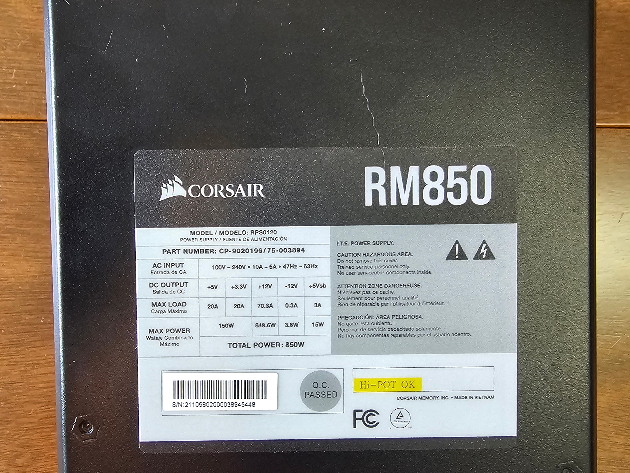 Corsair RM850 Gold Rated PSU