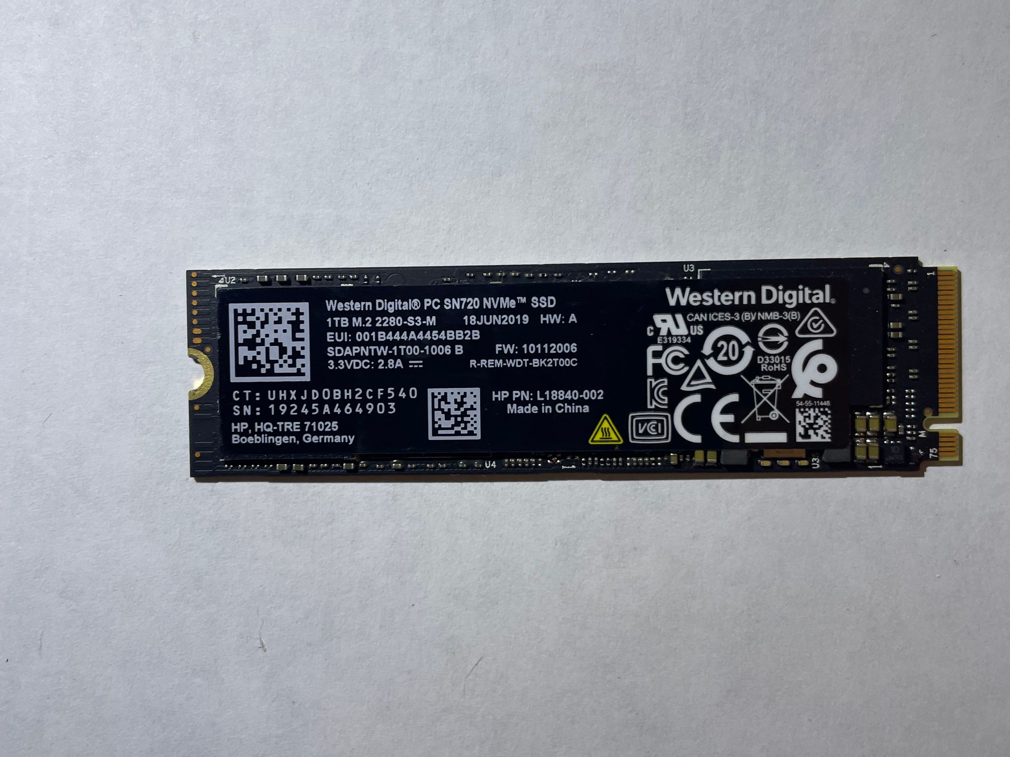 Western Digital M.2 1TB NVMe SSD SN720