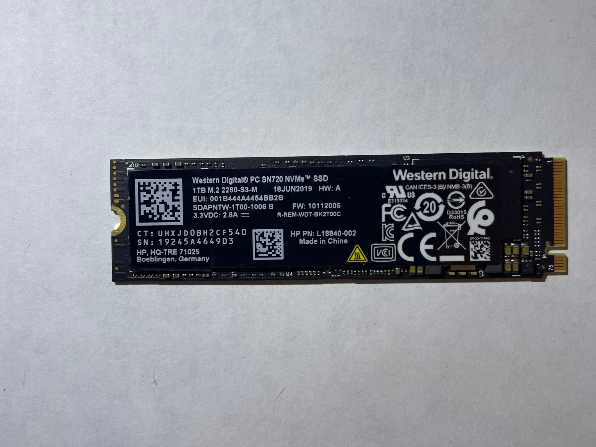 Western Digital M.2 1TB NVMe SSD SN720