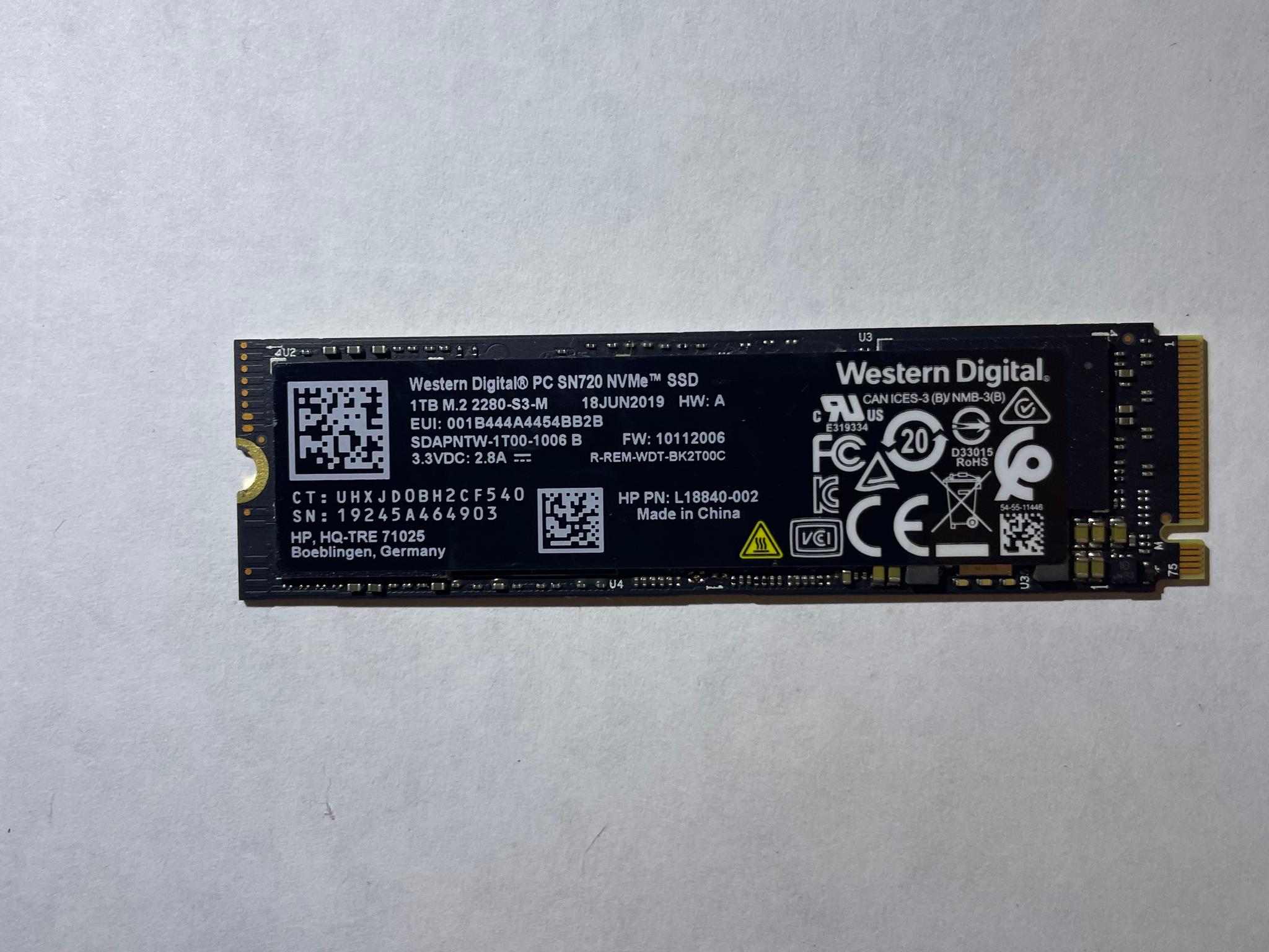 Western Digital M.2 1TB NVMe SSD SN720