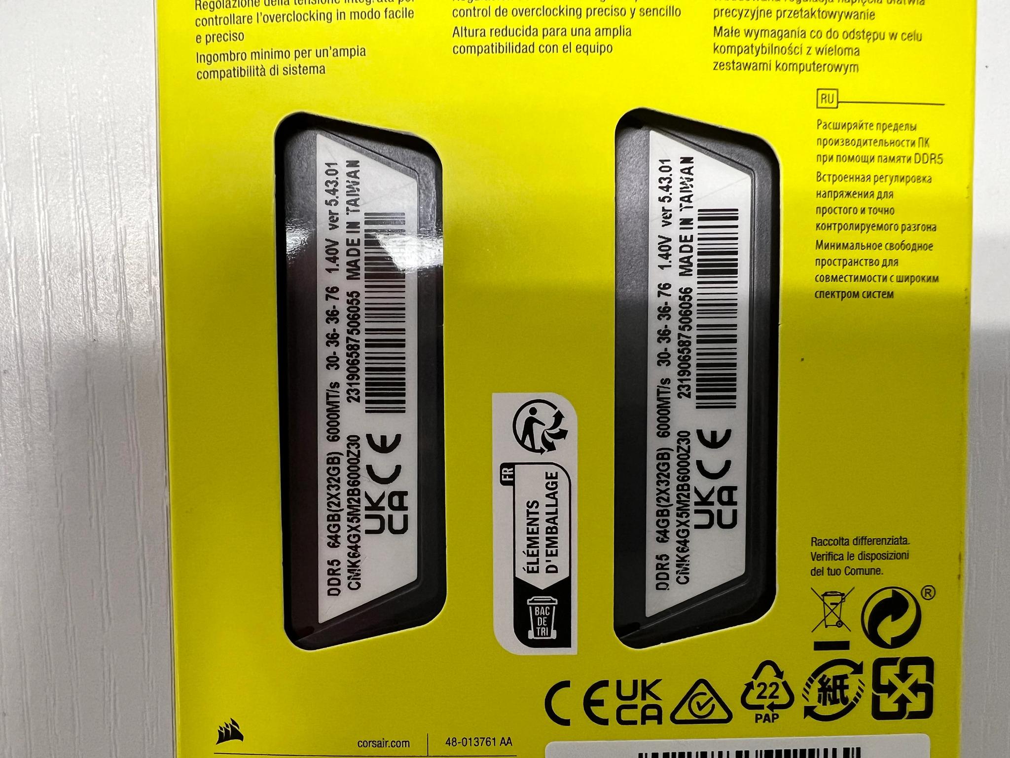 Cosair Vengeance 64GB (2x32) 6000MHz (AMD EXPO)