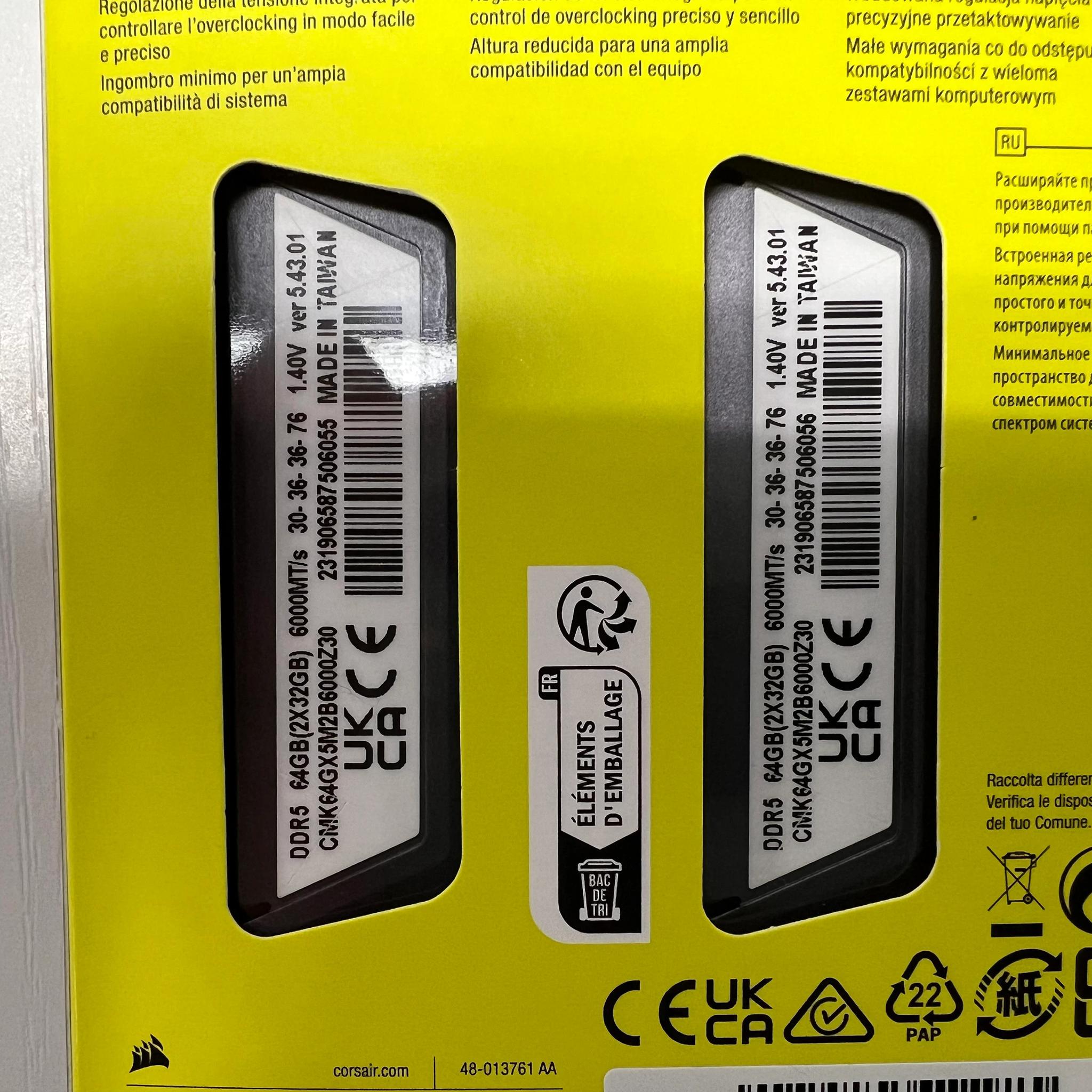 Cosair Vengeance 64GB (2x32) 6000MHz (AMD EXPO)