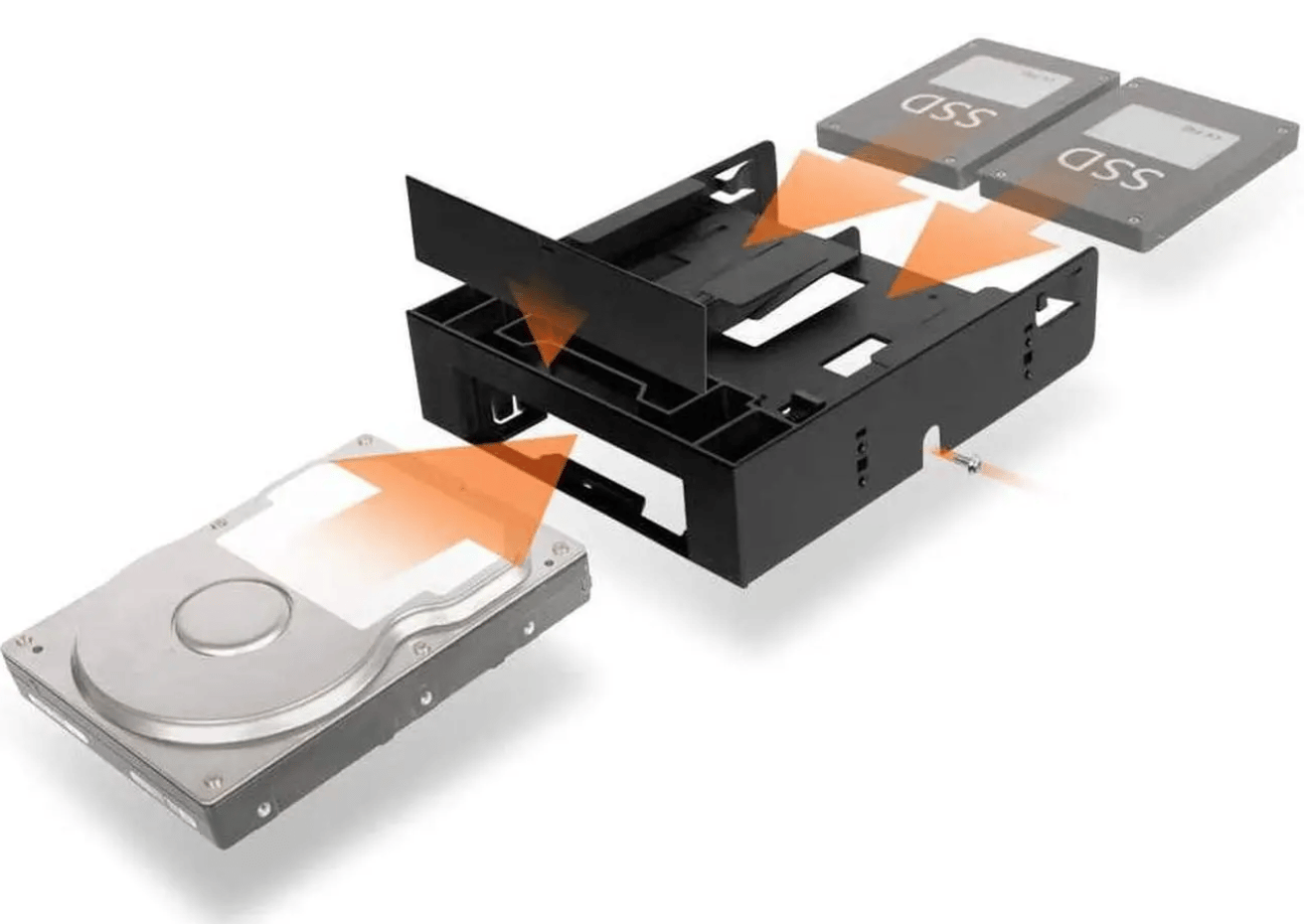 NEW ICY DOCK “FLEX-FIT TRIO” – 5.25” FRONT BAY CONVERTER ADAPTER BRACKET FOR 2.5” & 3.5” SSD/HDDs