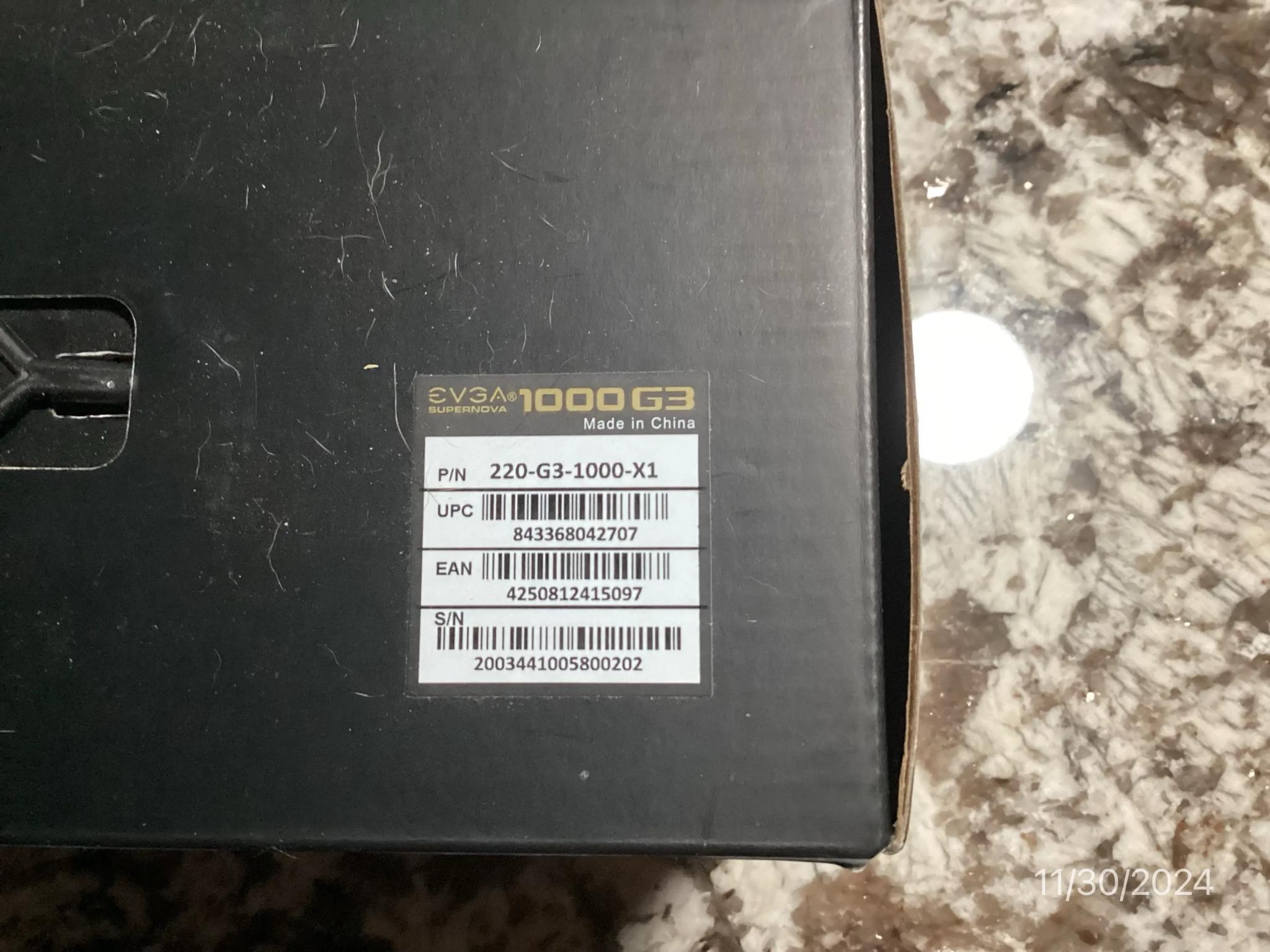 ++ NEW ++ EVGA SuperNOVA 1000 G3 80 Plus Gold 1000 watt Fully Modular Power Supply - Black
