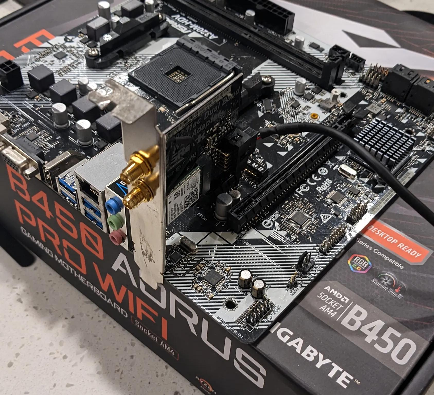 ASRock A320 AM4 micro ATX motherboard with wifi card