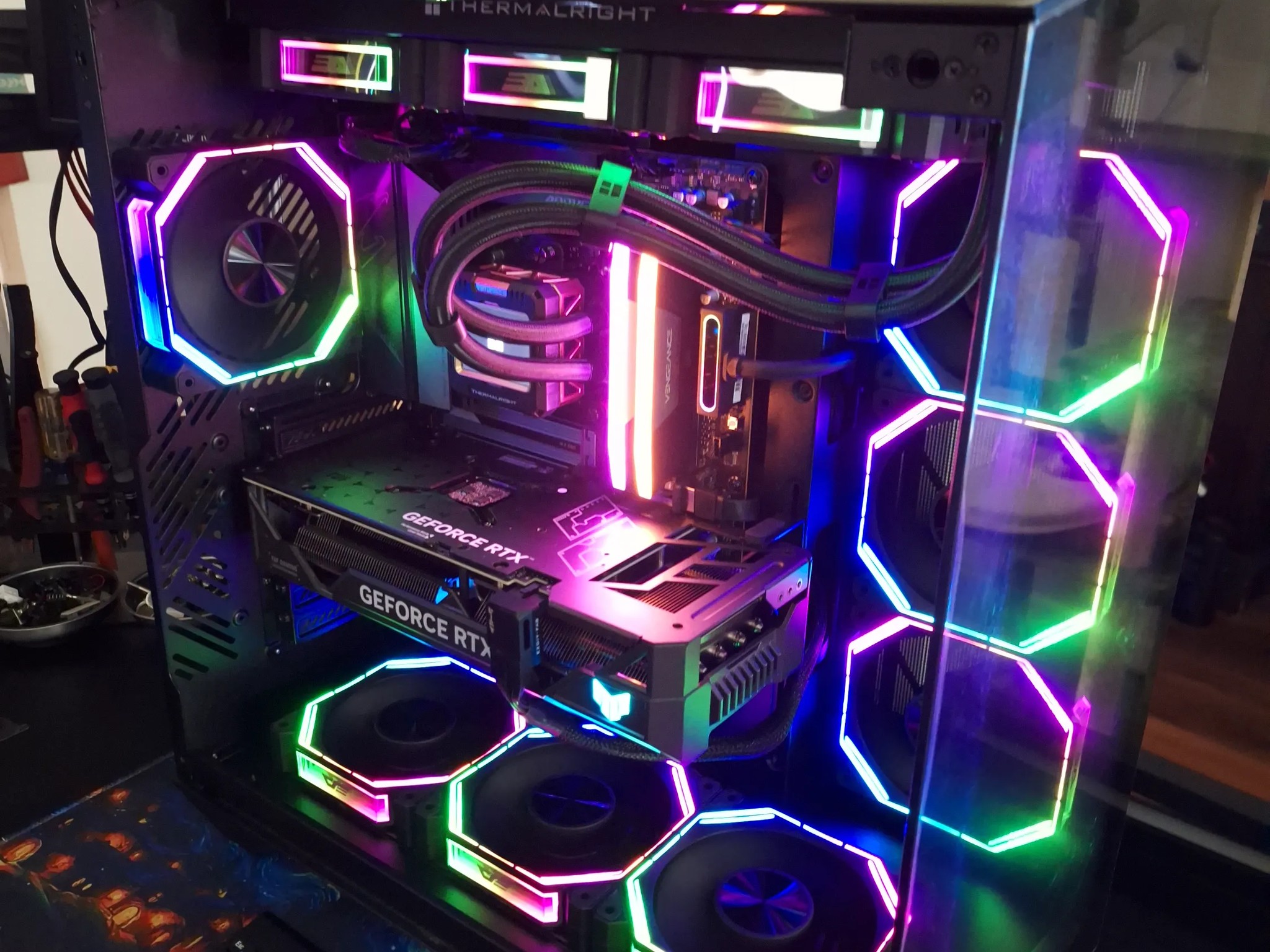 🚀 Ryzen 7 7800X3D + RTX 4070 Ti SUPER TUF + FW360 LCD AIO + 32GB DDR5 + PCIe 5.0 PSU + ARGB Mods 🎮