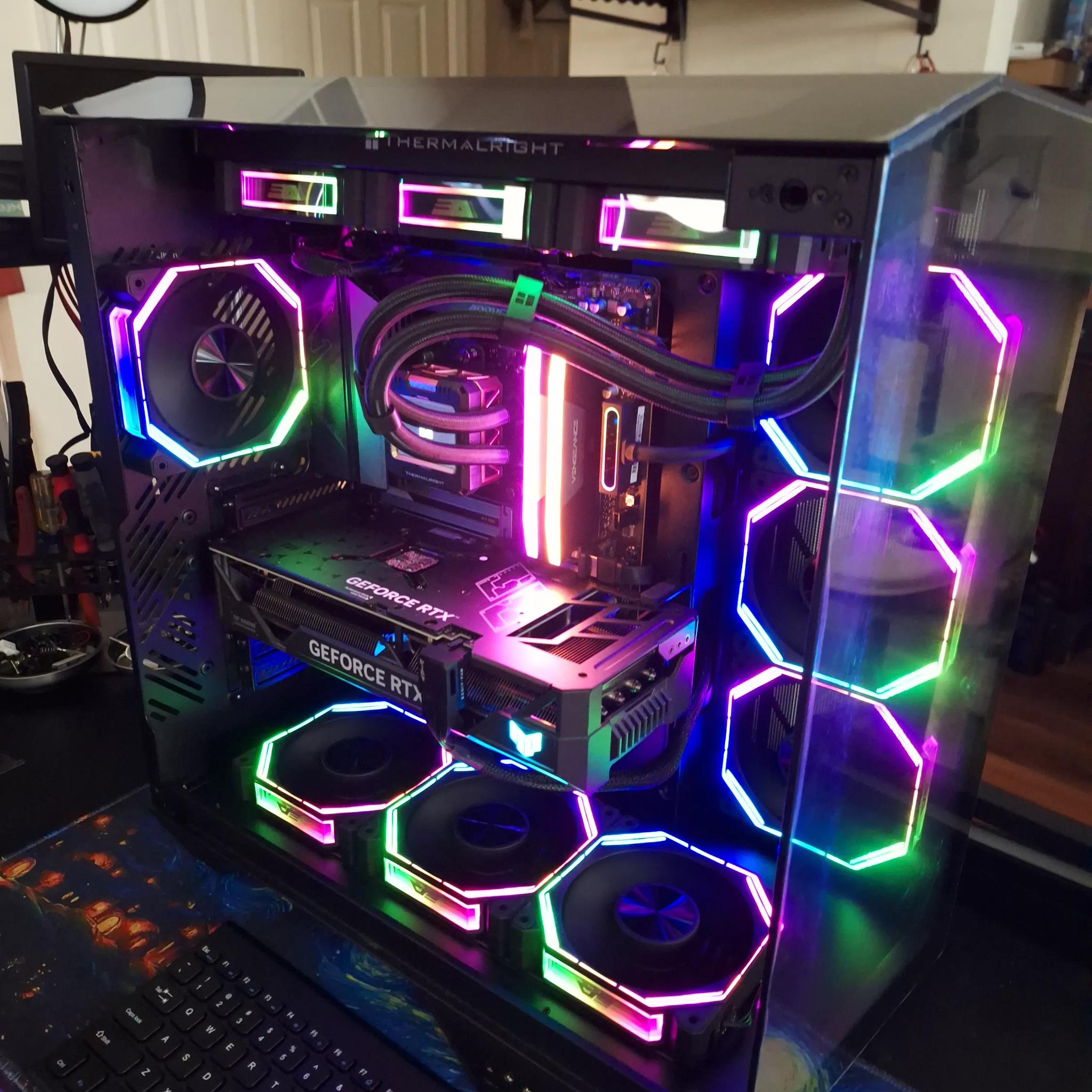 🚀 Ryzen 7 7800X3D + RTX 4070 Ti SUPER TUF + FW360 LCD AIO + 32GB DDR5 + PCIe 5.0 PSU + ARGB Mods 🎮