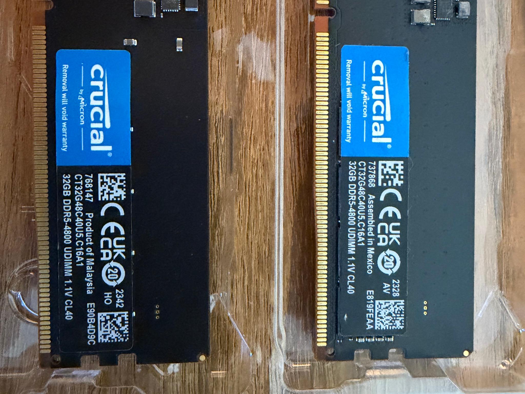 64gb (2x32gb) Crucial DDR5 4800mhz cl40