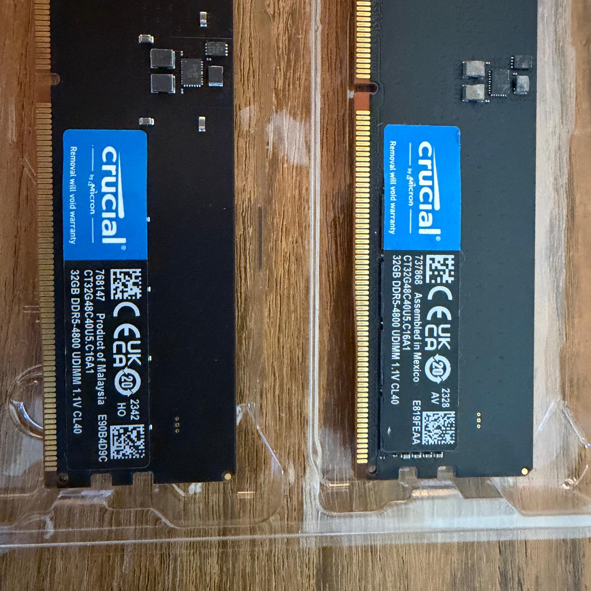 64gb (2x32gb) Crucial DDR5 4800mhz cl40