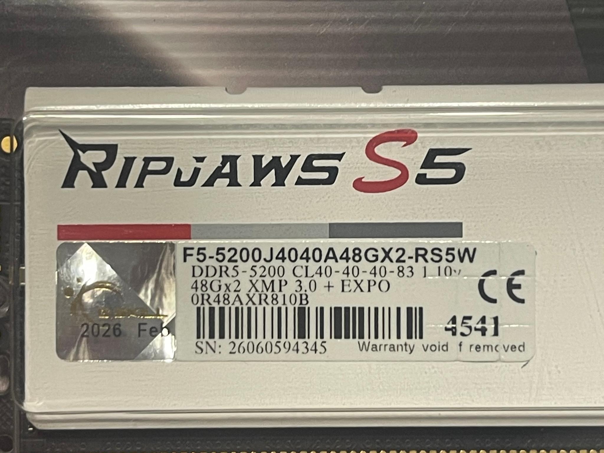 G.Skill Ripjaws S5 96GB DDR5 5200MHz