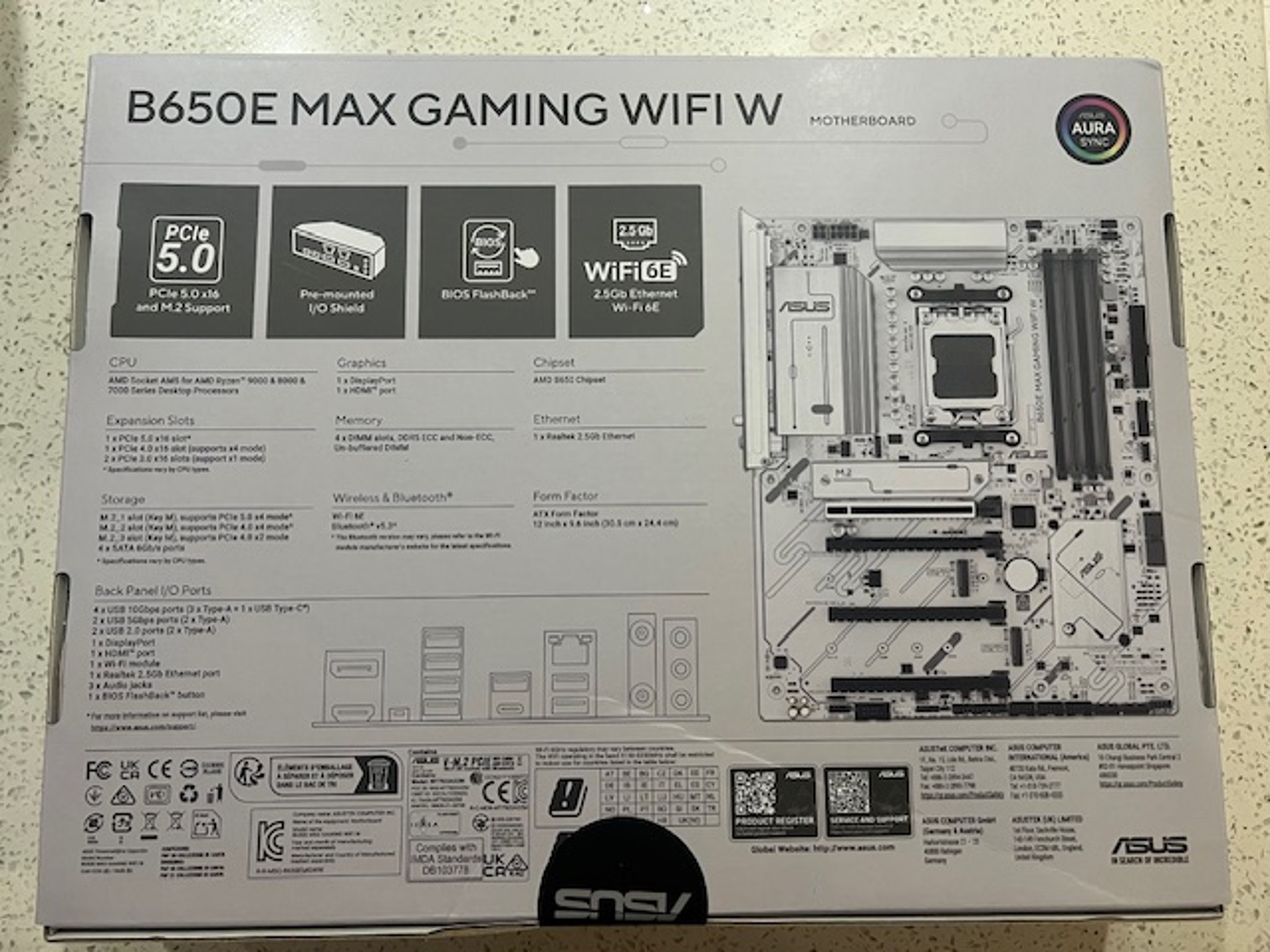 ASUS B650E MAX GAMING WIFI W - AMD B650 AM5 ATX Motherboard