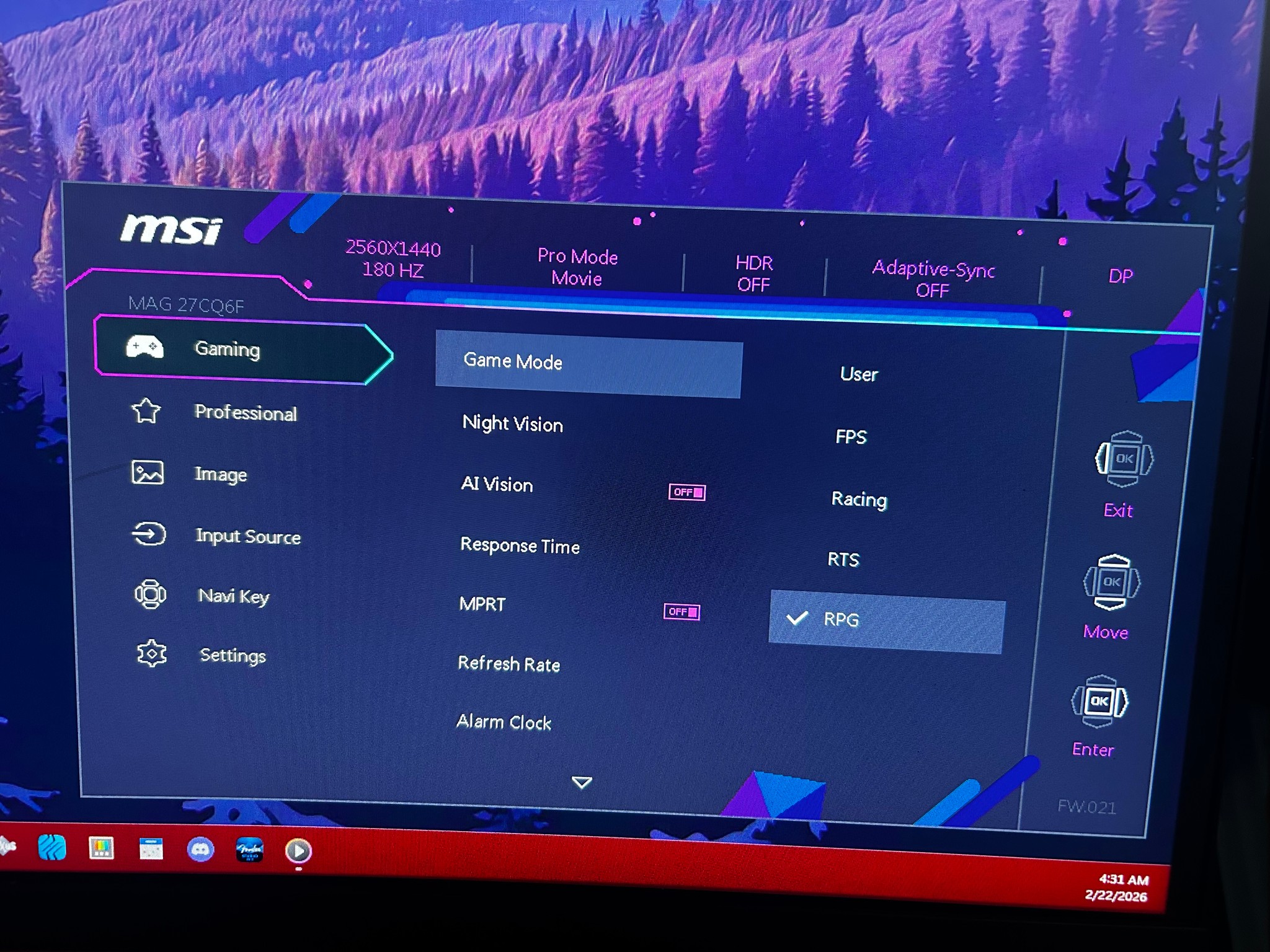 MSI 27" 2K WQHD (2560 x 1440) 180Hz Curved Screen Gaming Monitor (MAG 27CQ6PF)