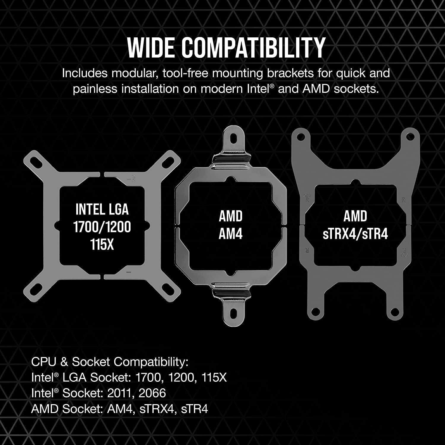Corsair H150i Elite LCD AIO Liquid Cooler - LCD Screen - 360mm Black
