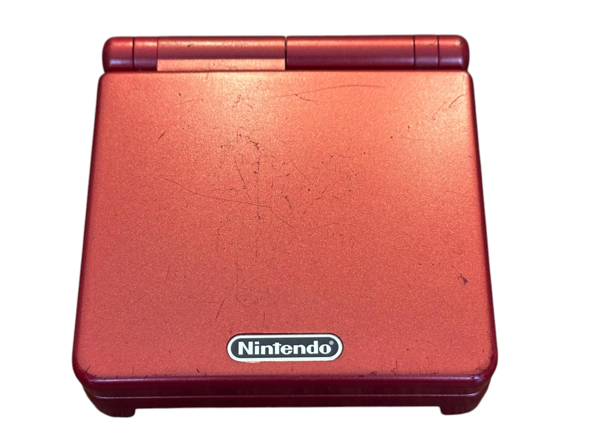 Nintendo Game Boy Advance SP Handheld Game Console AGS-001 Flame Red With Charger