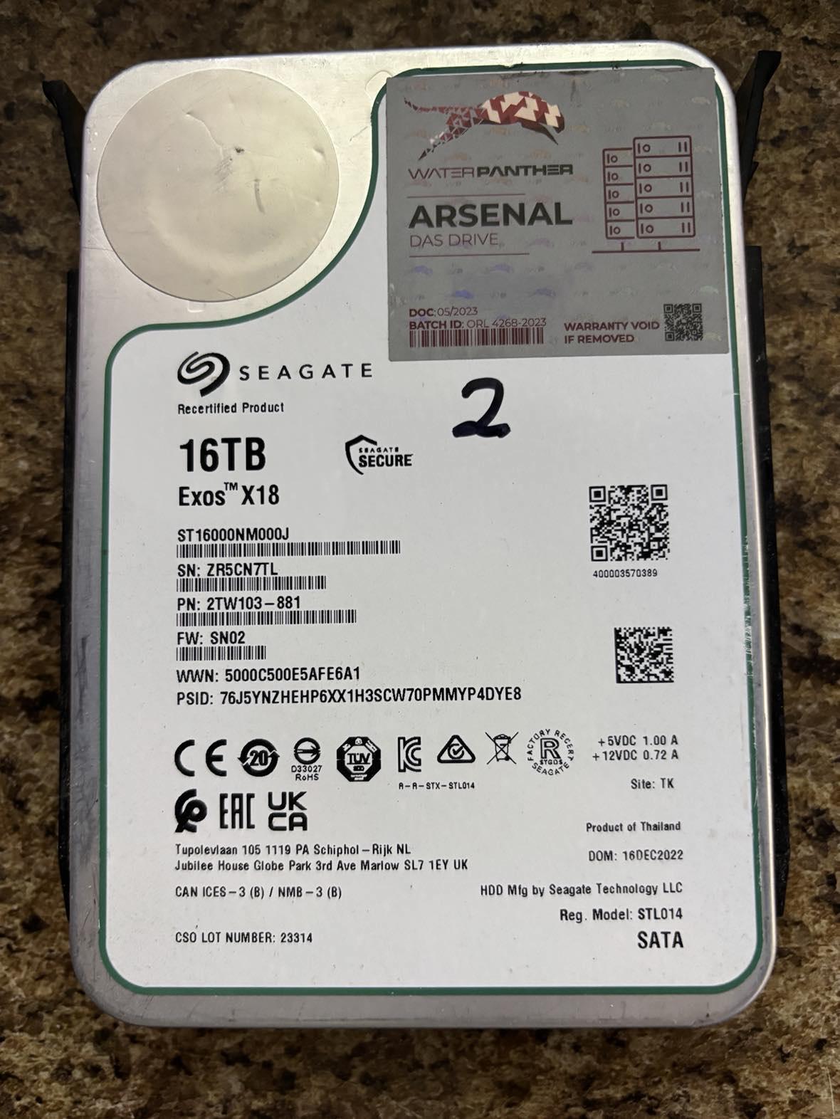 For Sale: 4 Arsenal 16TB Internal SATA Hard Drives
