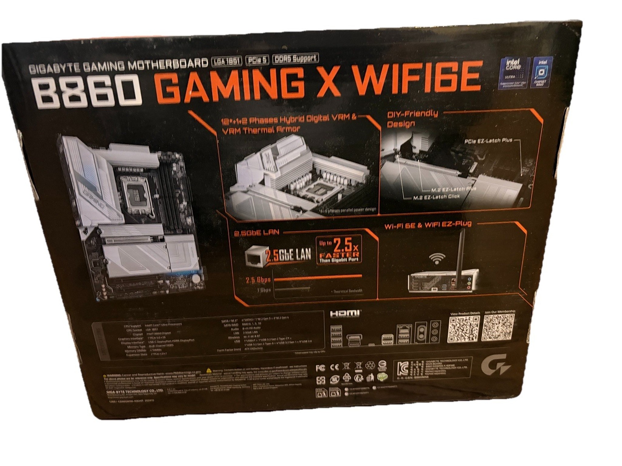 GIGABYTE B860 Gaming X WiFi6E LGA 1851 DDR5 ATX Motherboard Intel White Open Box