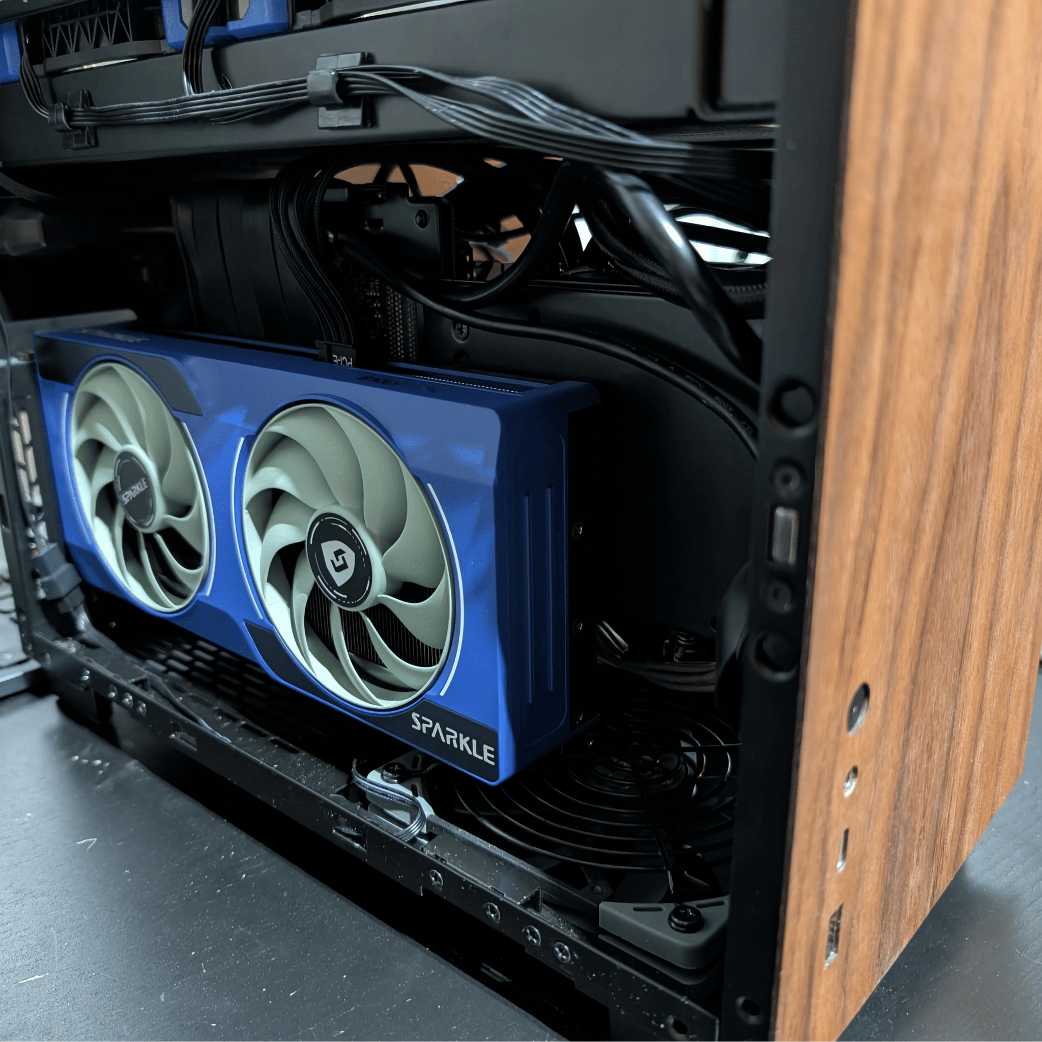 Cozy Wood Mini ITX SFF RGB PC- Intel i5 11600K | Arc B570 GPU | 32GB RAM | 1TB SSD | Liquid Cooled