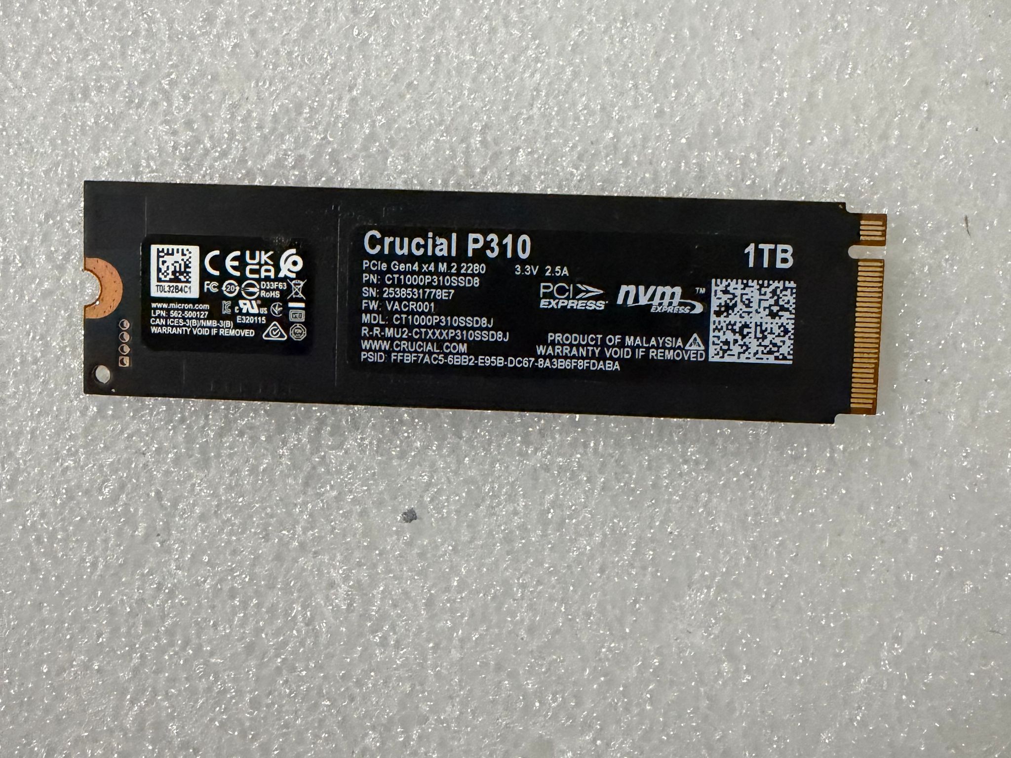 Crucial P310 1TB Gen4 m.2 NVMe SSD Free Shipping