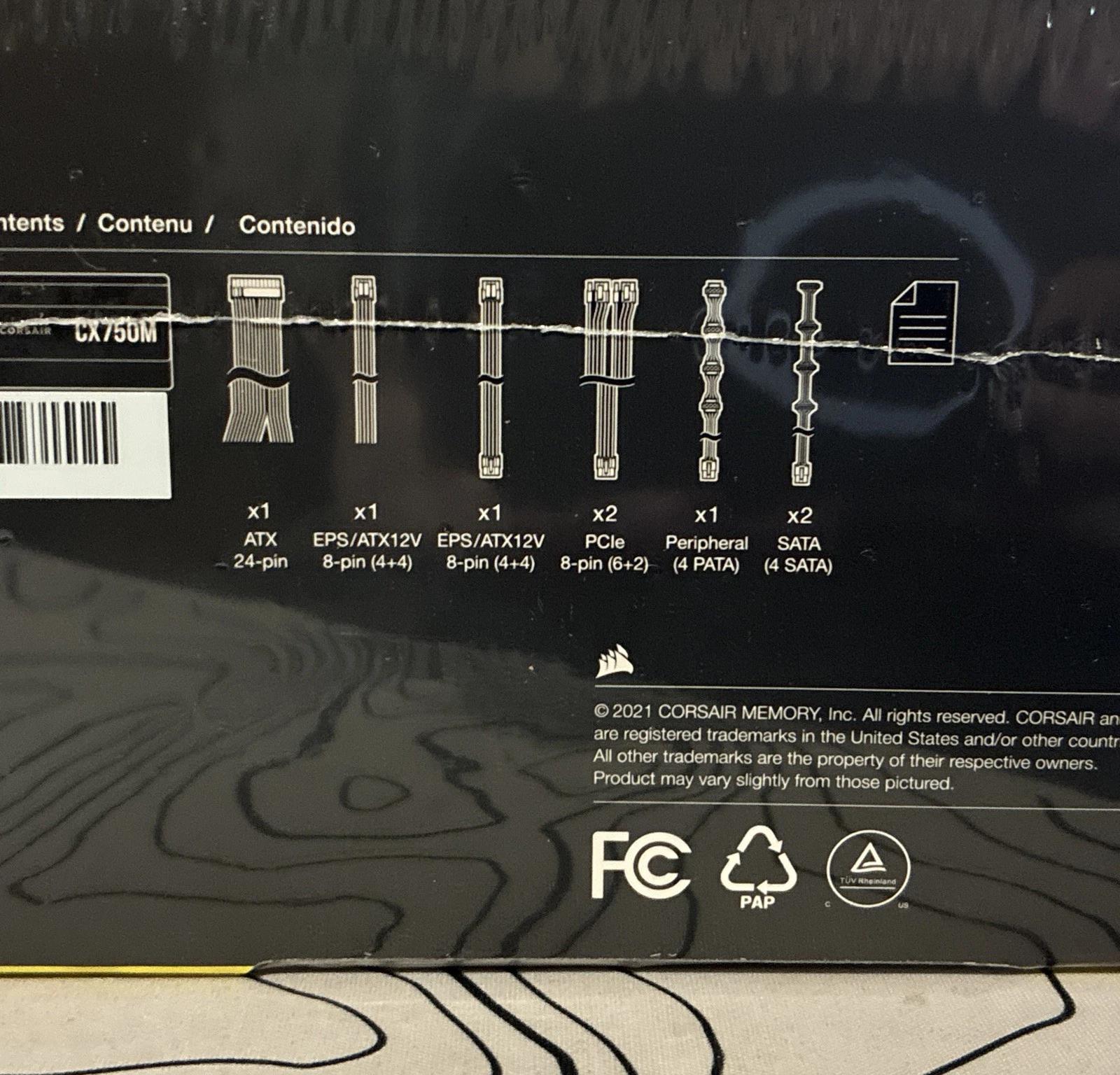 CORSAIR 750W CX750M ATX 80+ BRONZE Certified Semi-Modular Power Supply PSU
