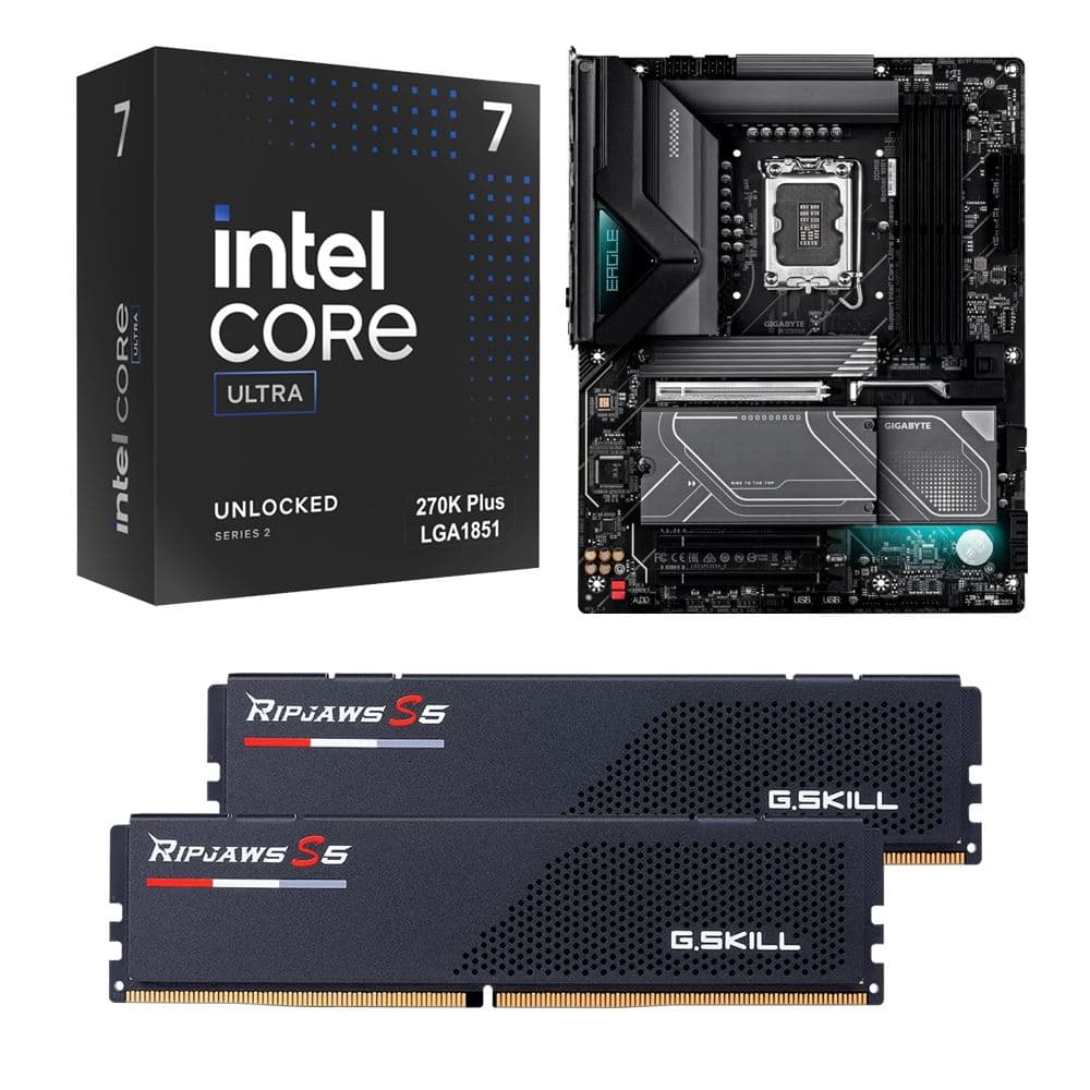 CPU + Motherboard + RAM Combo: 270k Plus + Gigabyte Z890 Eagle Plus + 32GB G. Skill Ripjaws S5 DDR5