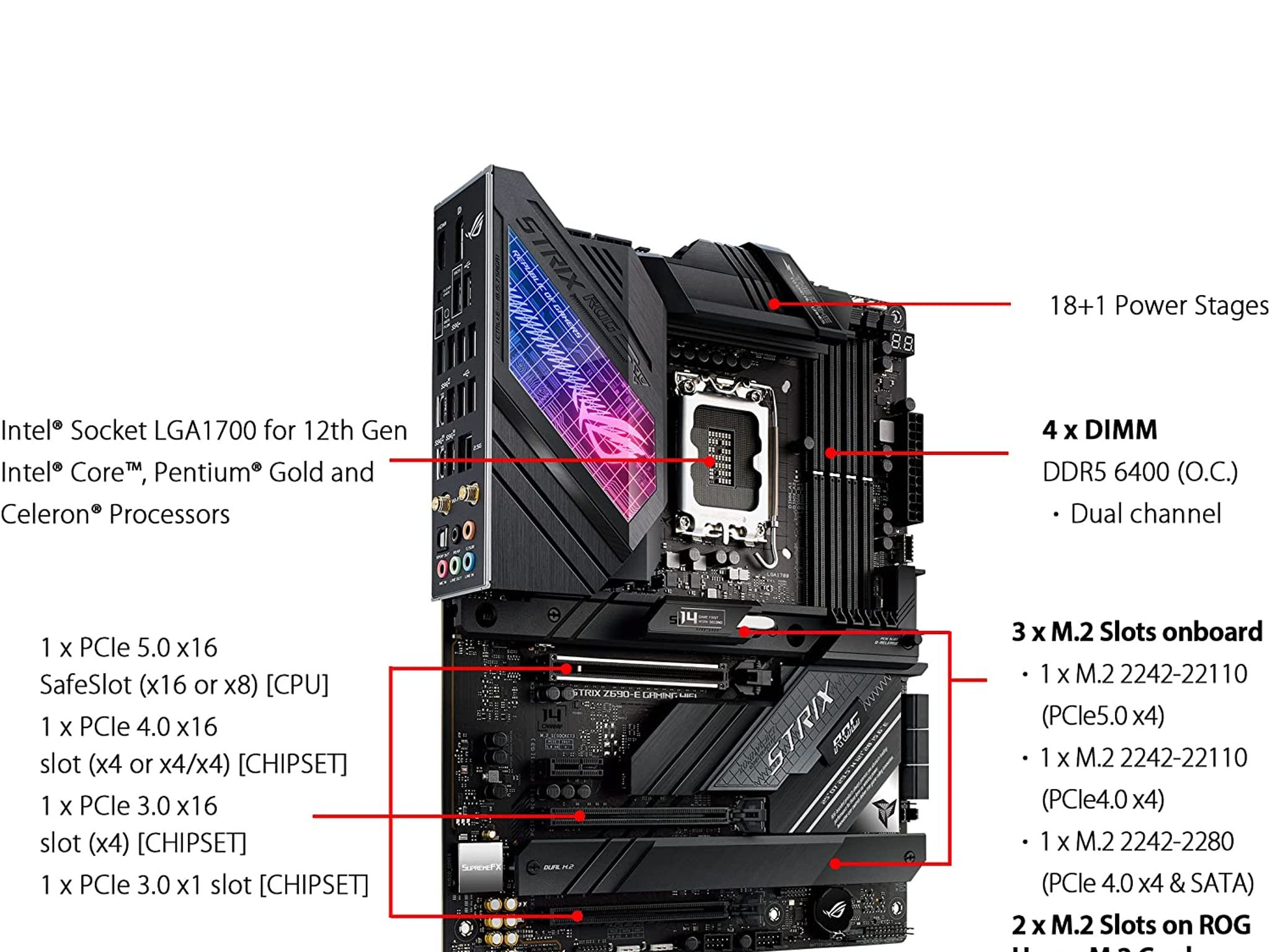 ASUS ROG STRIX Z690-E GAMING WIFI Intel Z690 LGA 1700 ATX DDR5 Gaming Motherboard