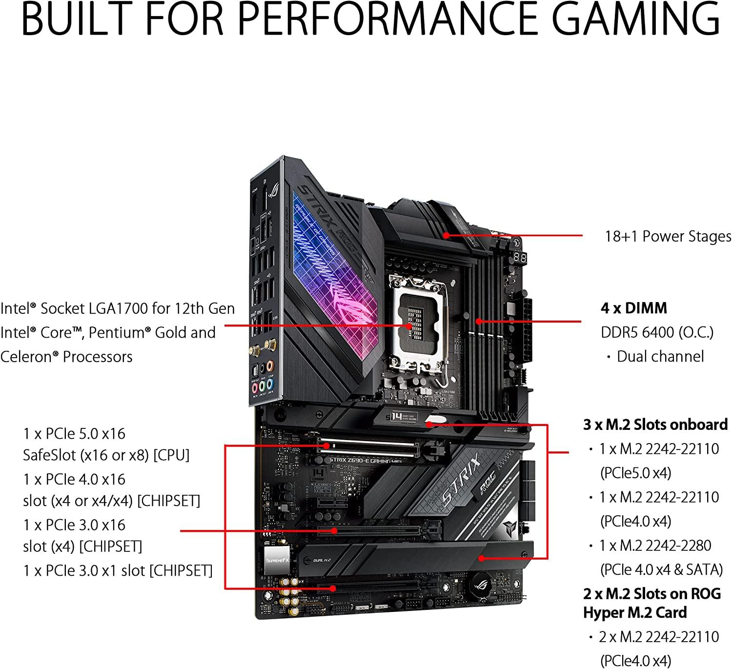 ASUS ROG STRIX Z690-E GAMING WIFI Intel Z690 LGA 1700 ATX DDR5 Gaming Motherboard