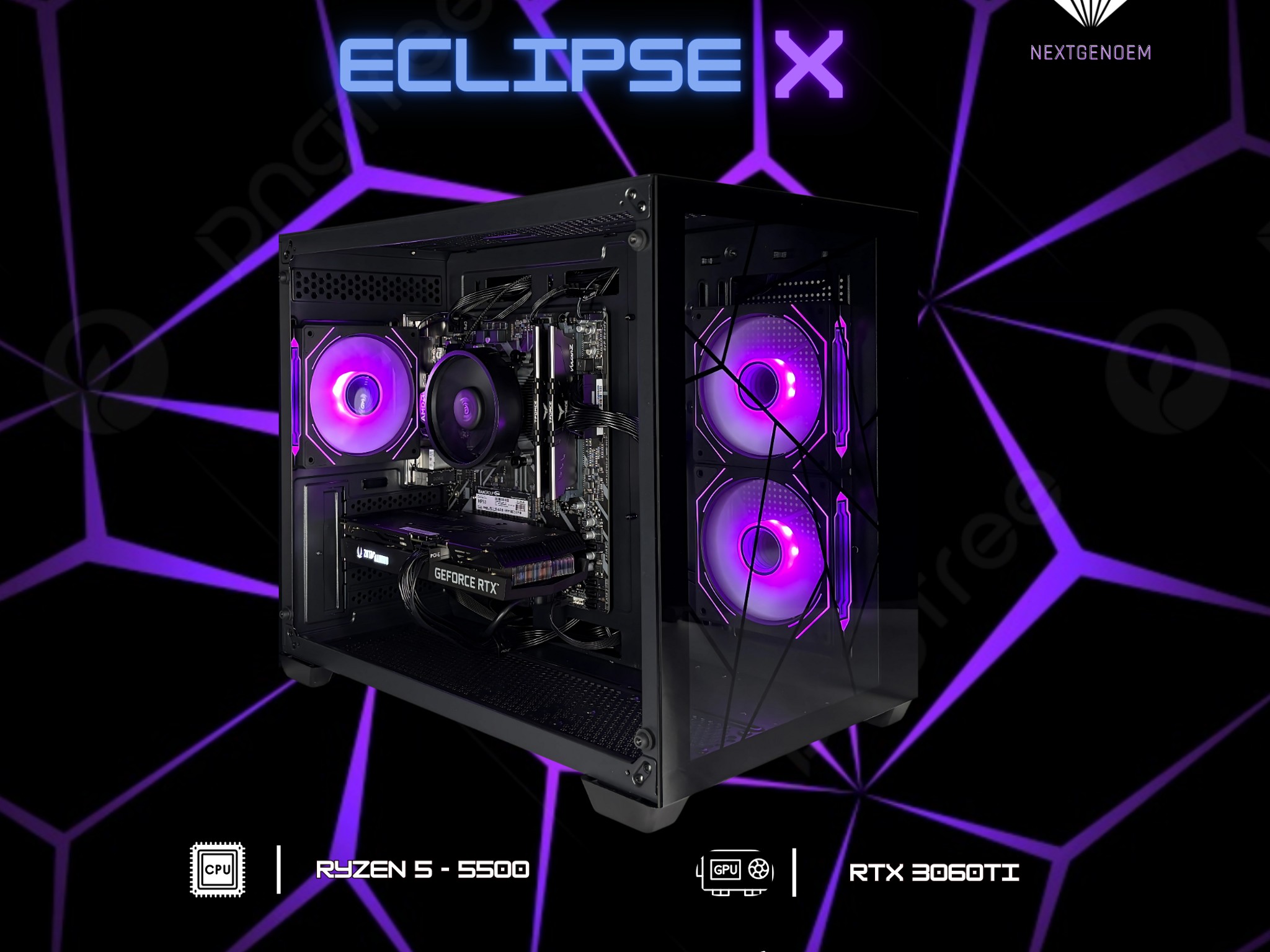 🌑Eclipse X✨| RGB Contoller |  Ryzen 5 - 5500 |RTX 3060| 16GB DDR | 512GB M.2 | Windo...