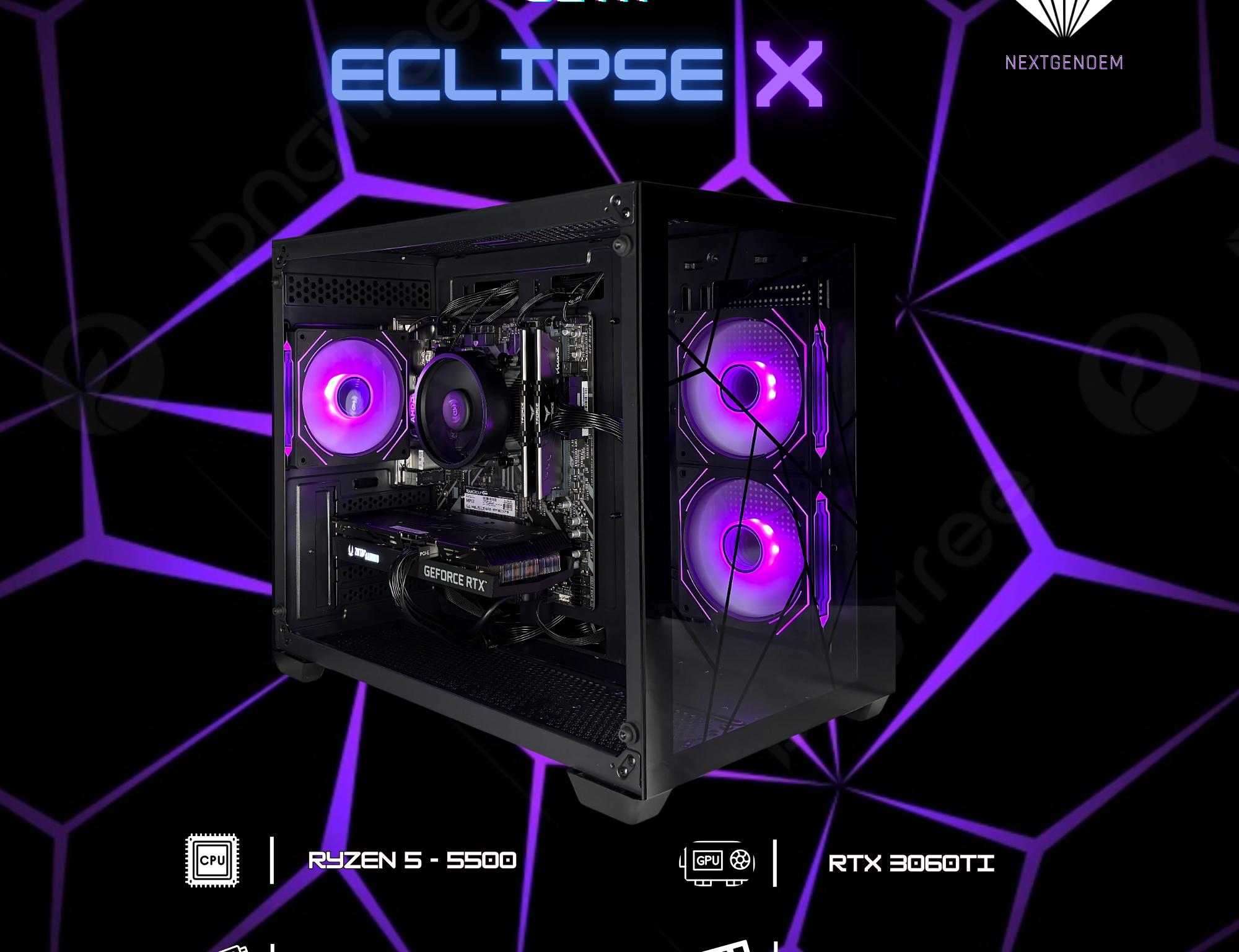 🌑Eclipse X✨| RGB Contoller |  Ryzen 5 - 5500 |RTX 3060| 16GB DDR | 512GB M.2 | Windo...