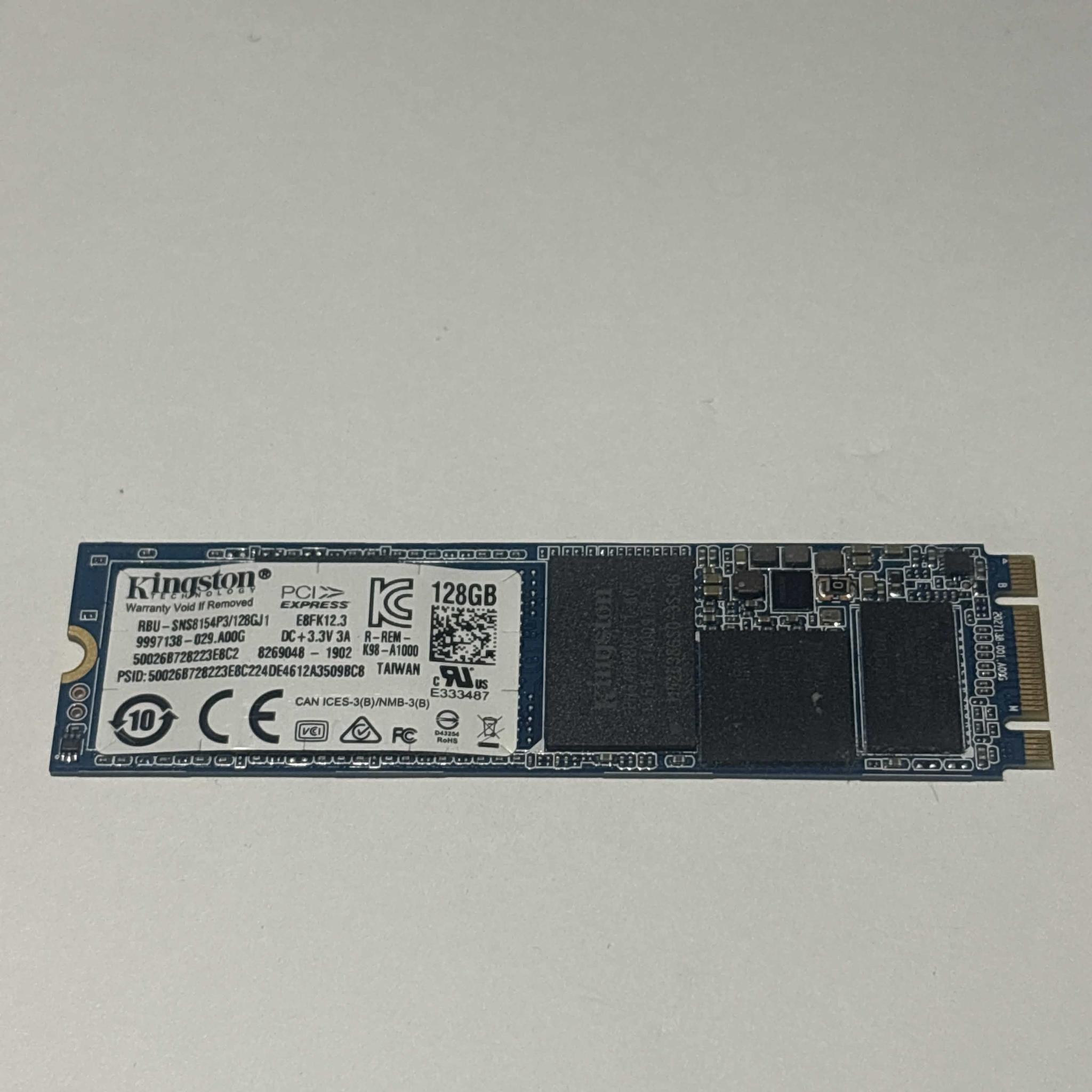 Kingston 128GB NVMe SSD Tested Working 95% Health Low Hours