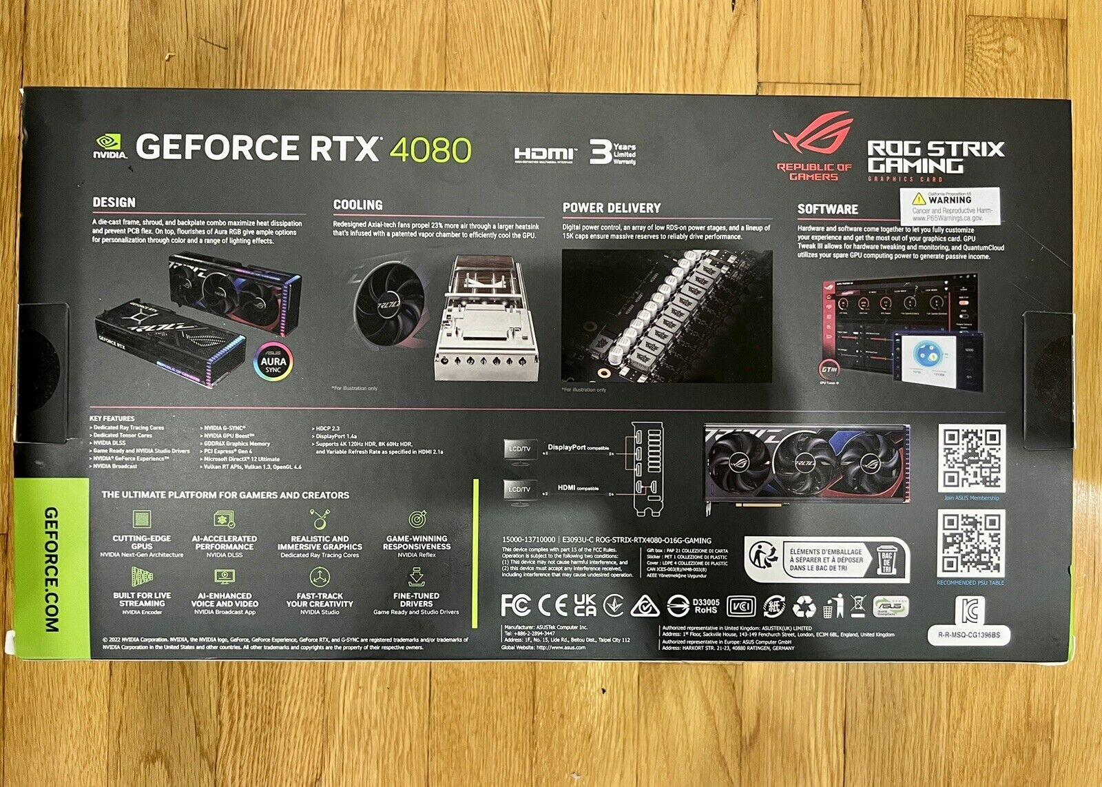 Asus ROG Strix RTX 4080 New in box