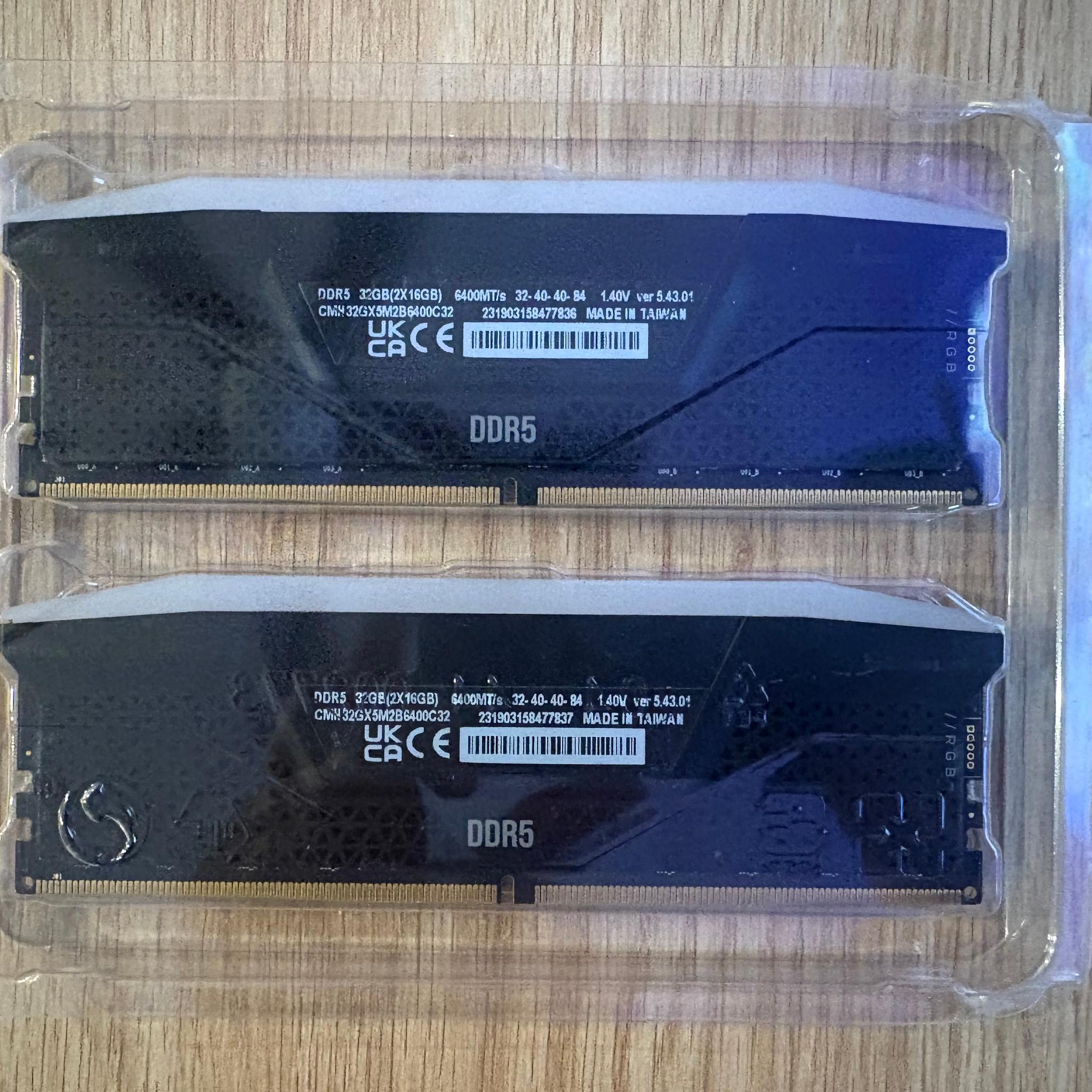 Corsair Vengeance 32GB Desktop Memory Module 6400MHz PC5-51200 DDR5 C32 DIMM
