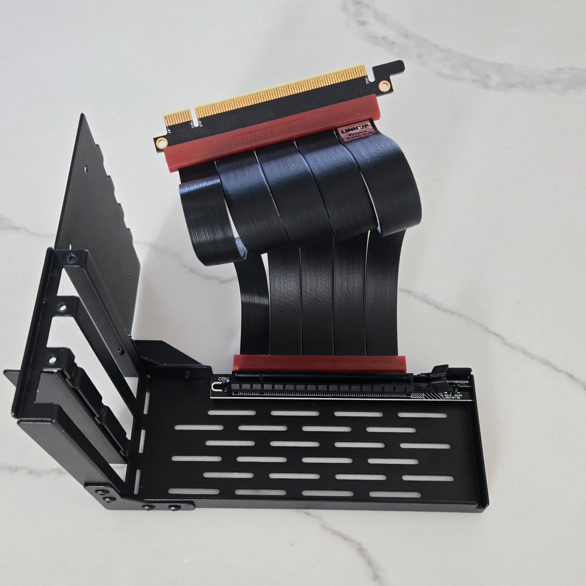 LINKUP Vertical GPU Bracket w/ LINKUP Ultra PCIe 4.0 X16 Gen4 Riser Cable