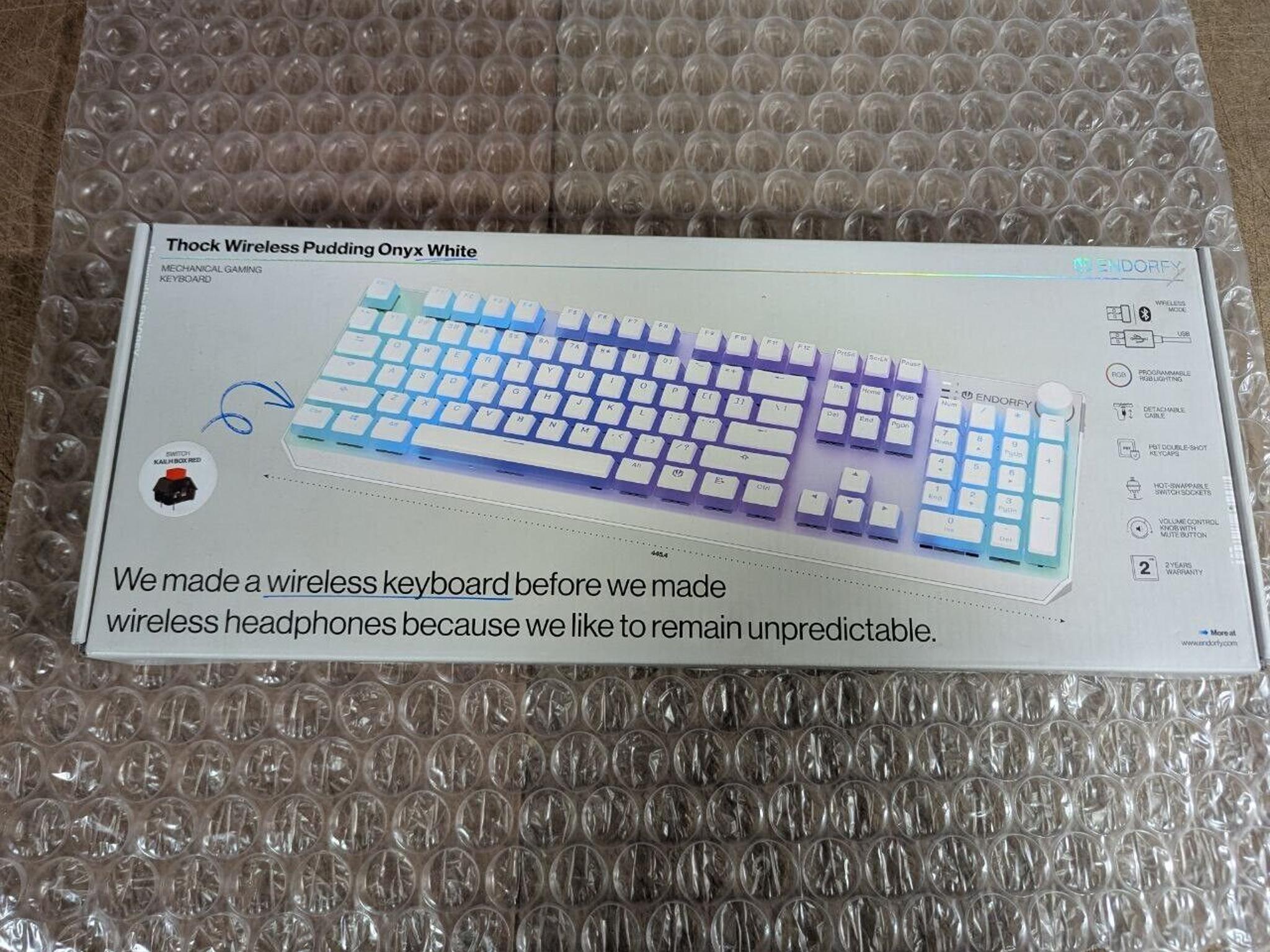 Endorfy Thock Wireless Keyboard | Kailh Box Red Switch | US Layout - Onyx White