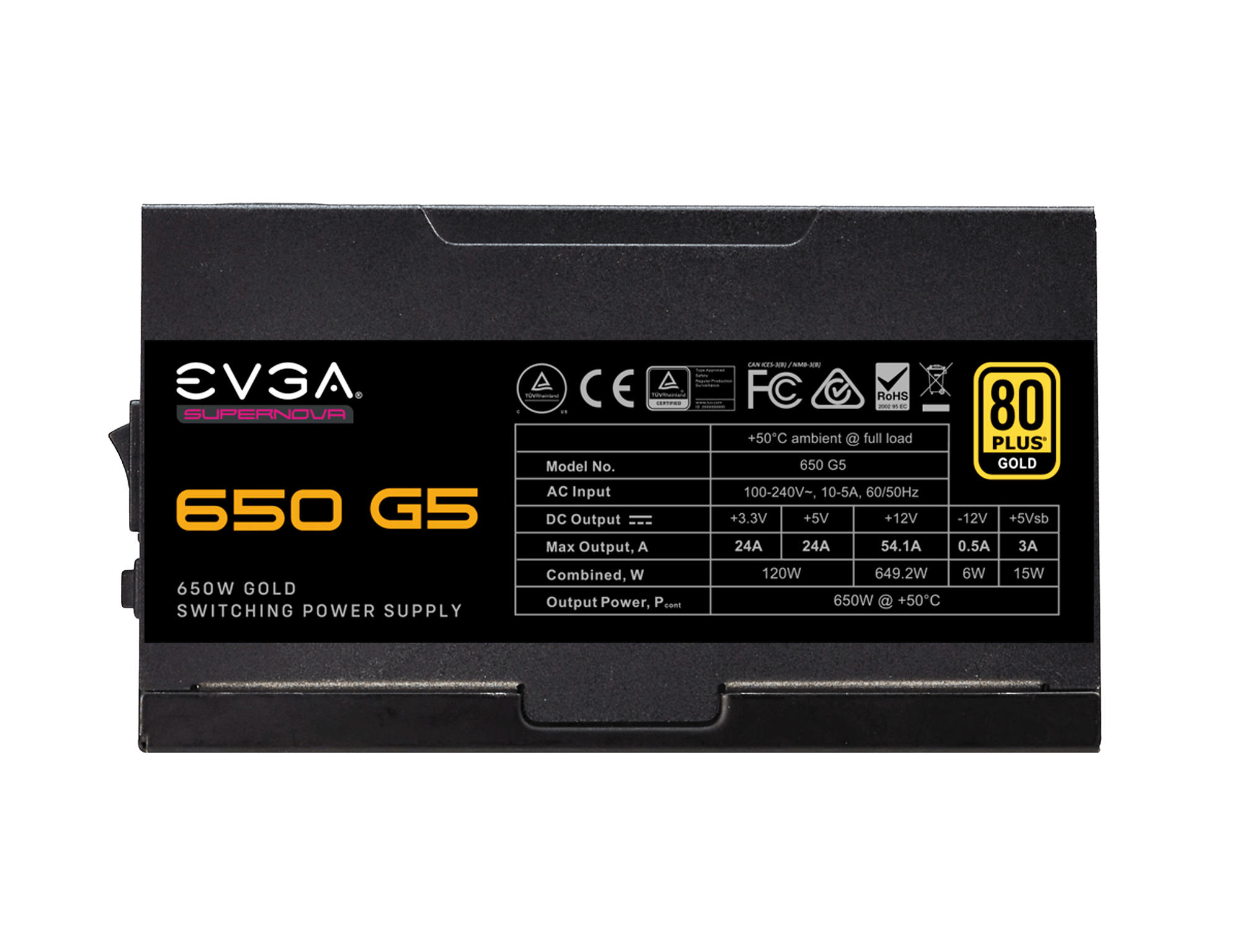 EVGA SuperNOVA 650 G5, 80 Plus Gold 650W, Fully Modular, Power Supply 220-G5-0650-X1