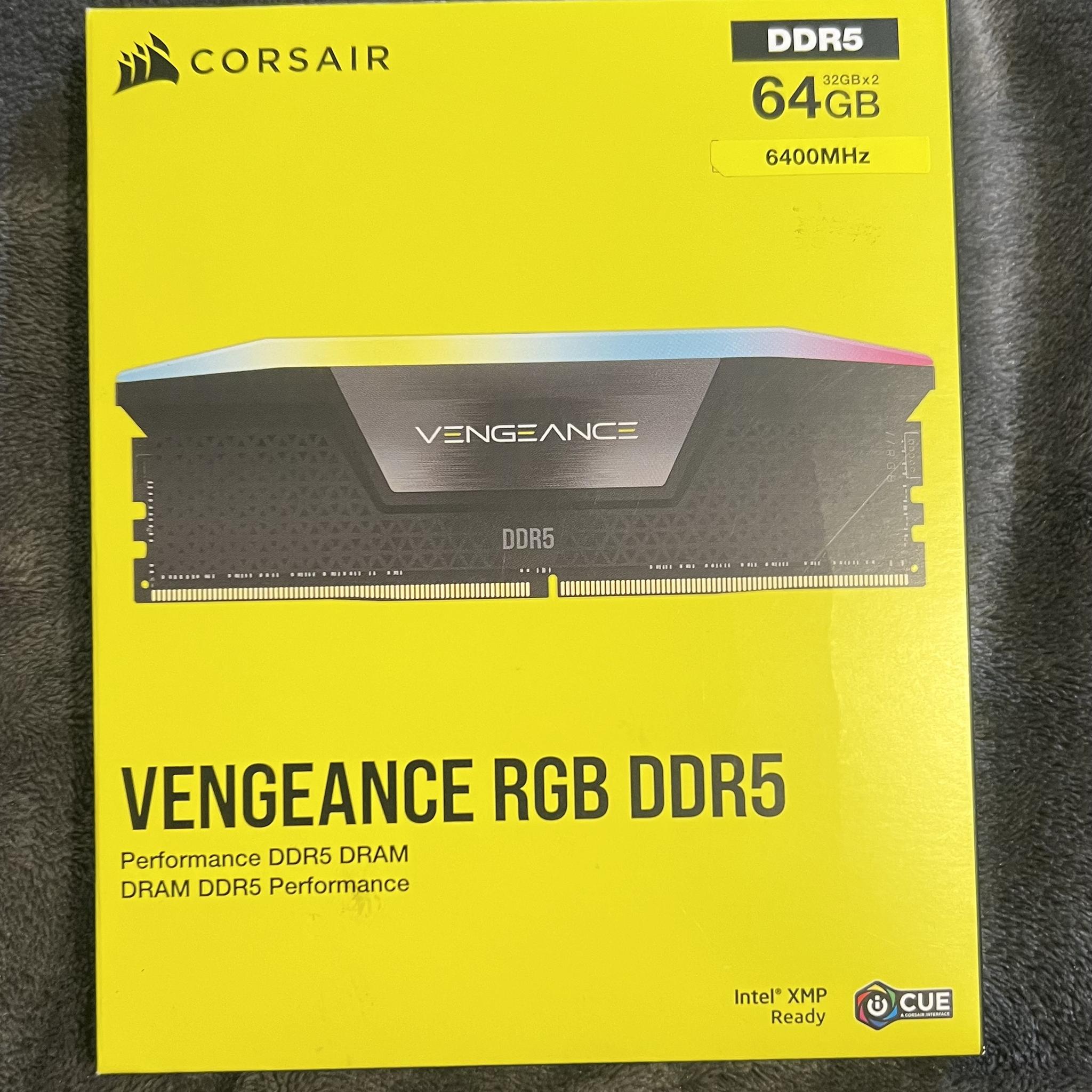 Corsair Vengeance RGB DDR5 64GB (2x32GB) CL32-40-40-84 1.40V 6400MT/s Intel XMP ICUE Compatible