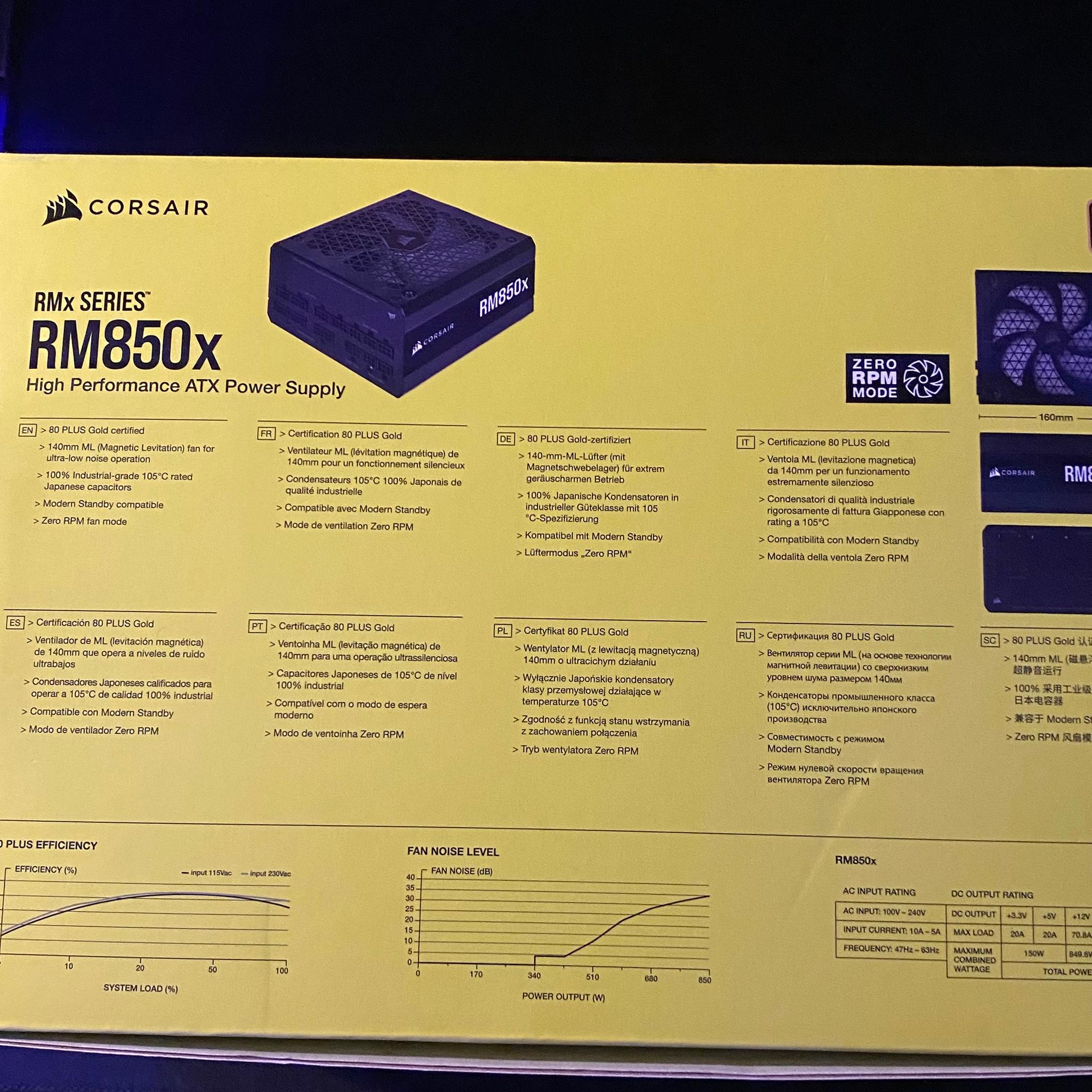 Corsair RMx Series™ RM850x / 850 Watt 80 PLUS Gold Fully Modular ATX PSU