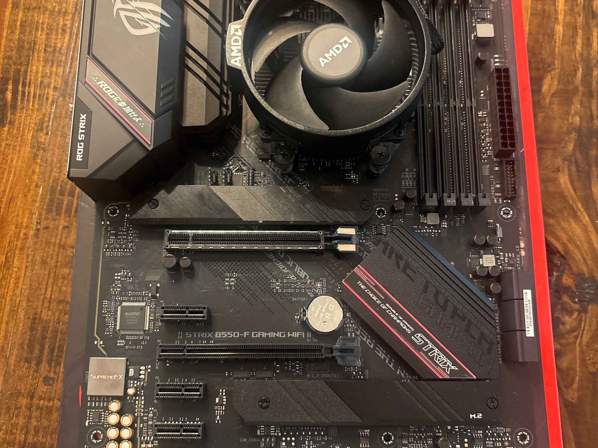 Used but good condition Rog motherboard and Ryzen 5 5500 CPU with stock AMD cooler