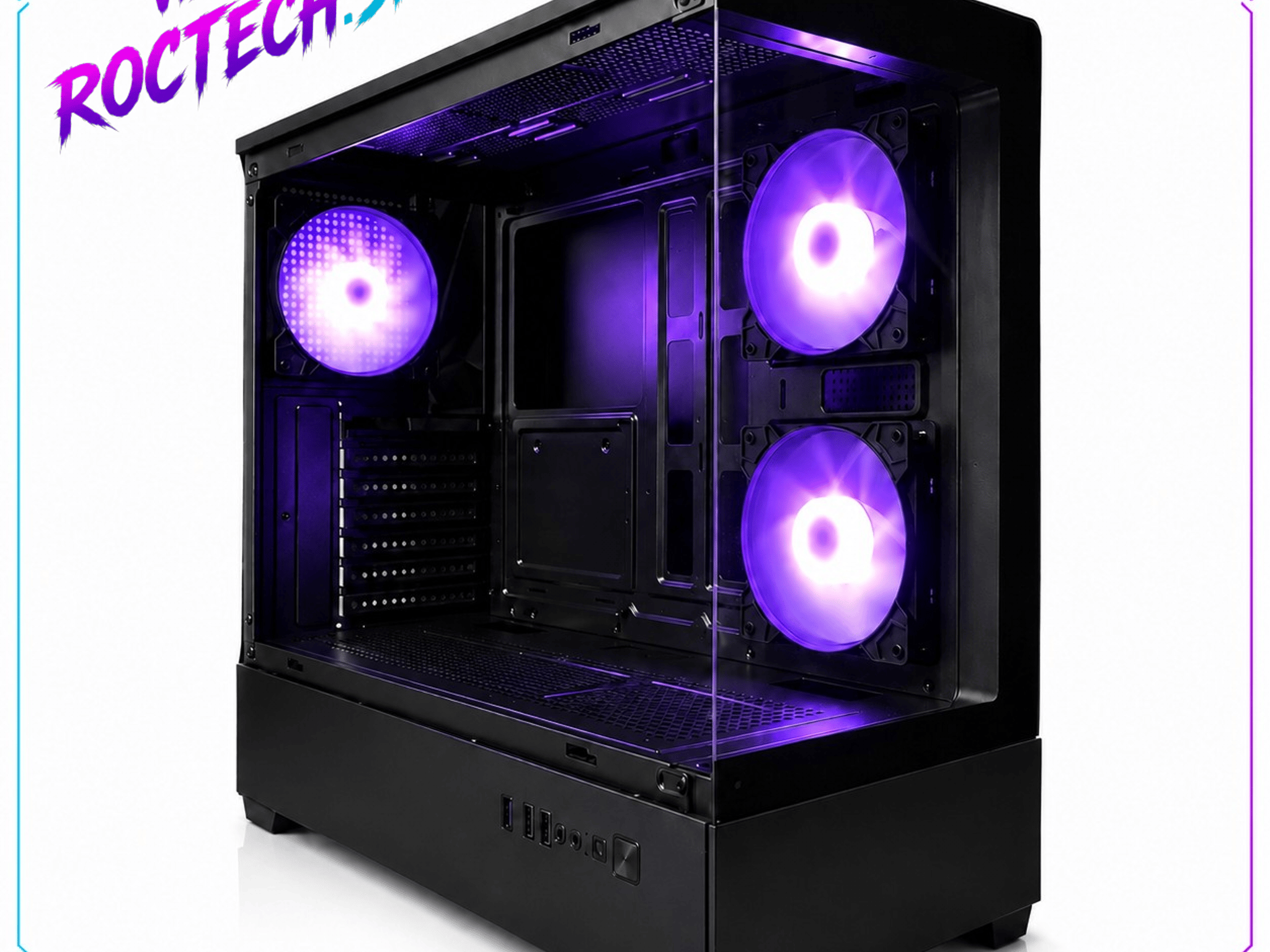 Black ATX Mid-Tower Gaming PC Case | Tempered Glass | 3 Pre-Installed Fans