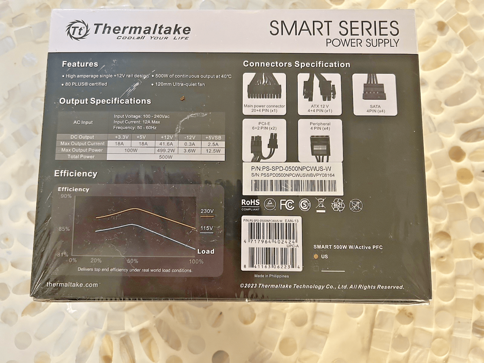 Thermaltake Smart 500W 80 PLUS Certified ATX Non-Modular Power Supply PC PSU NEW