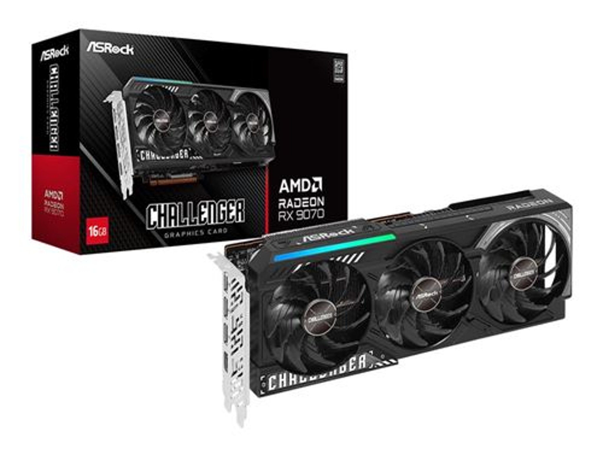 ASRock AMD Radeon RX 9070 Challenger Triple Fan 16GB GDDR6 PCIe 5.0 Graphics Card