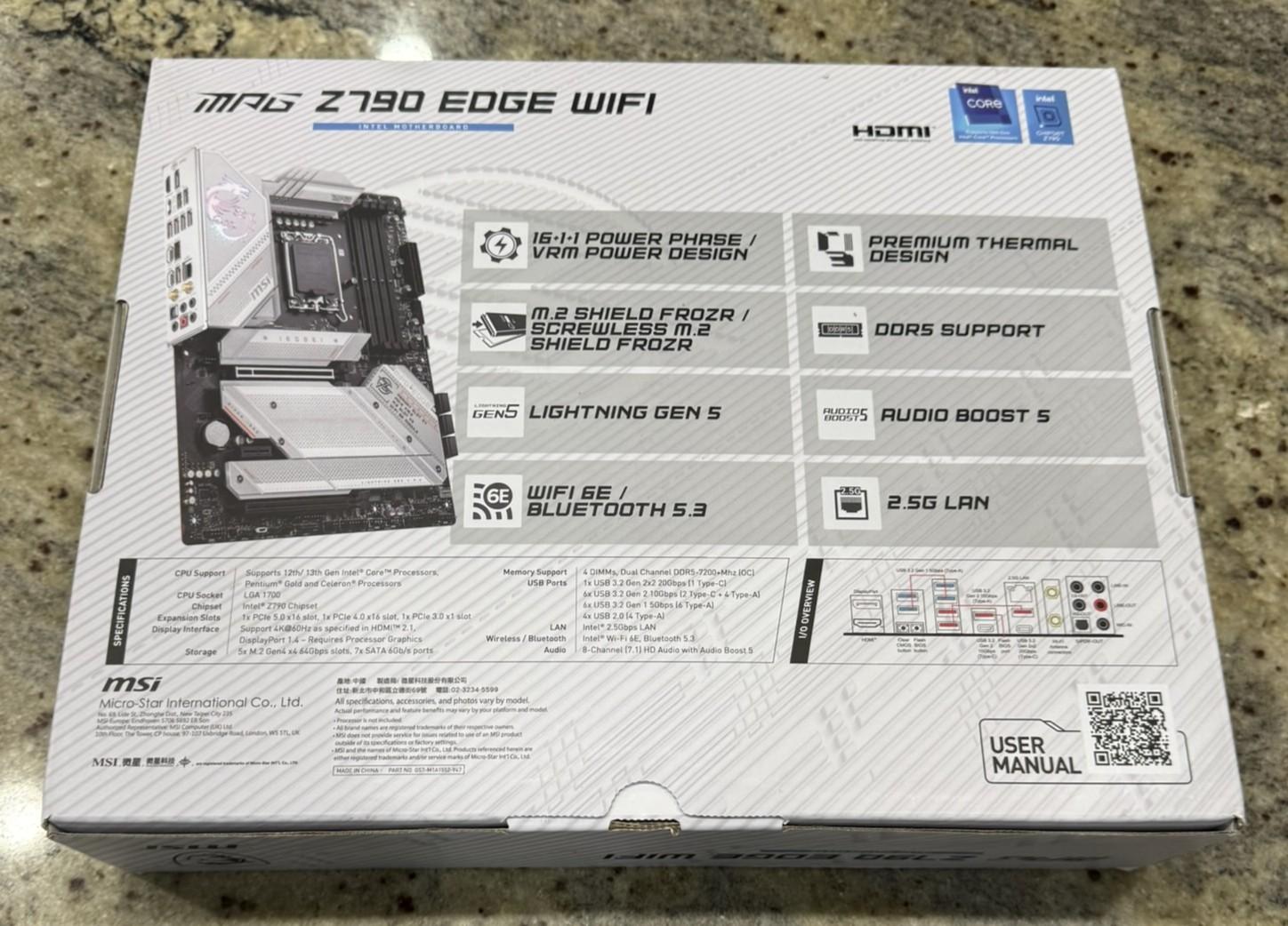 MSI MPG Z790 EDGE WIFI Motherboard | Intel LGA 1700 | DDR5 | ATX