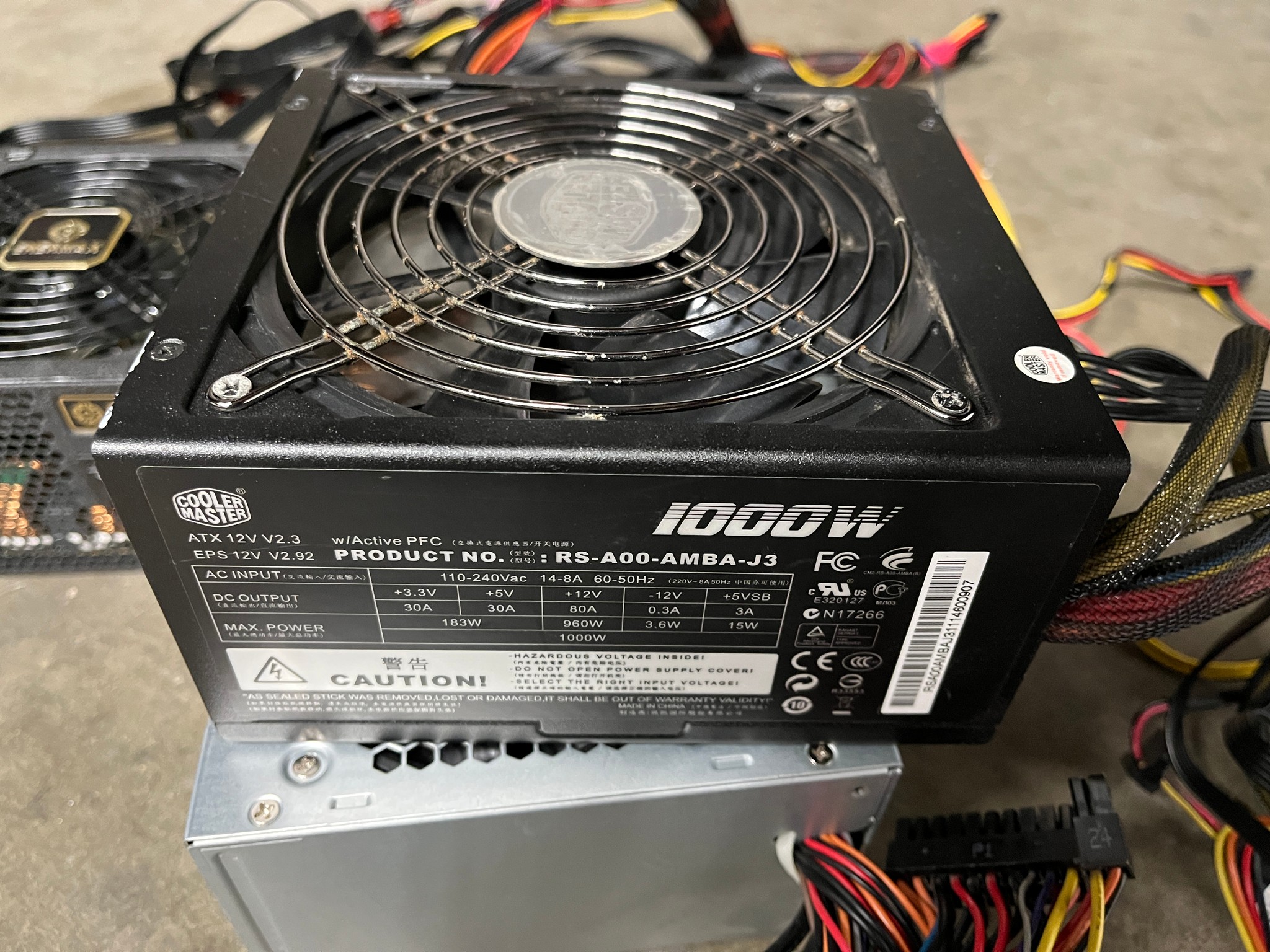 Lot of 6 ATX Desktop Power Supply 400w-1000w Cooler Master, EVGA, and More - Not Working, As‑Is