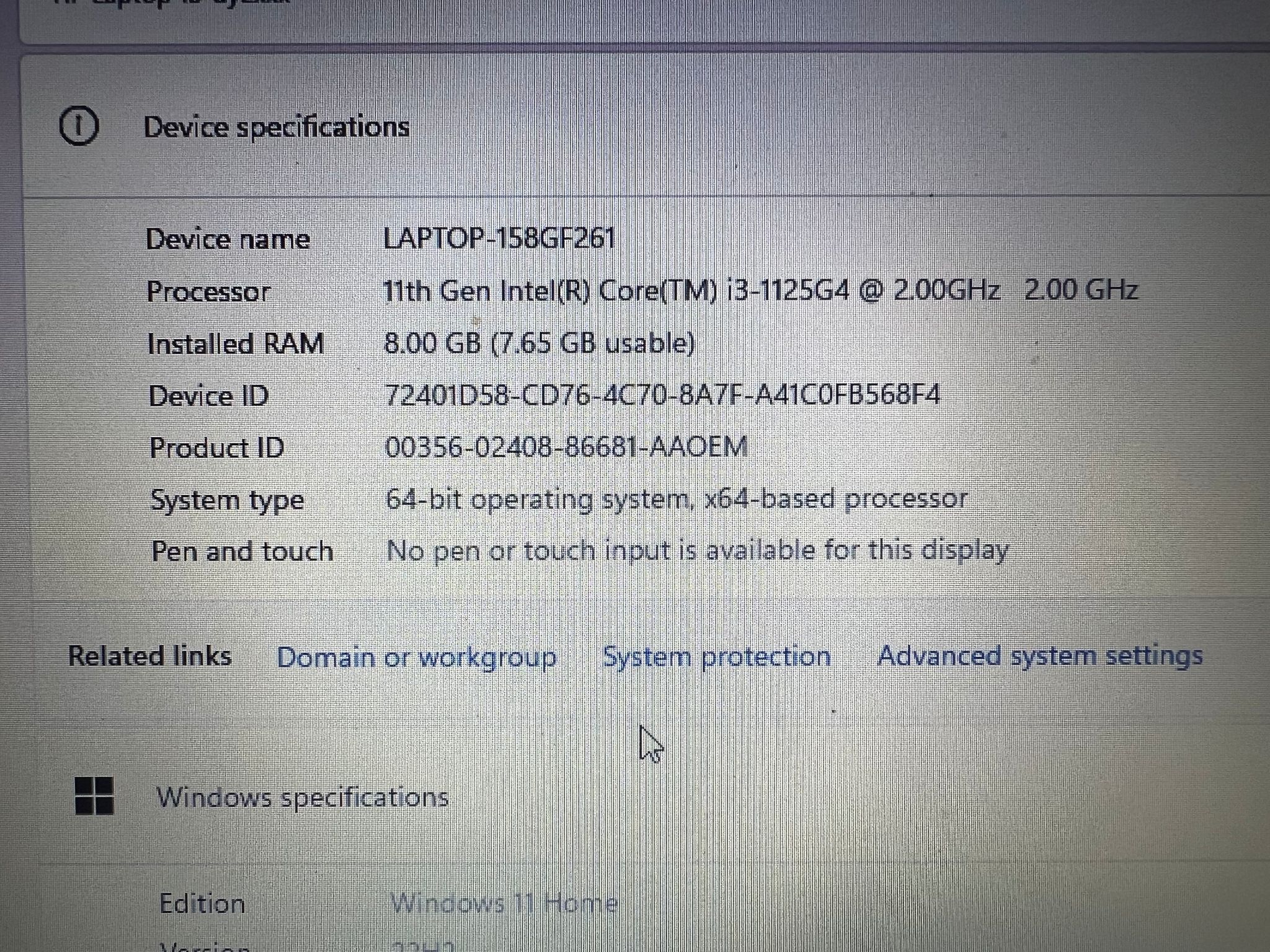 HP Pavilion Laptop (Intel I3-1125G4)